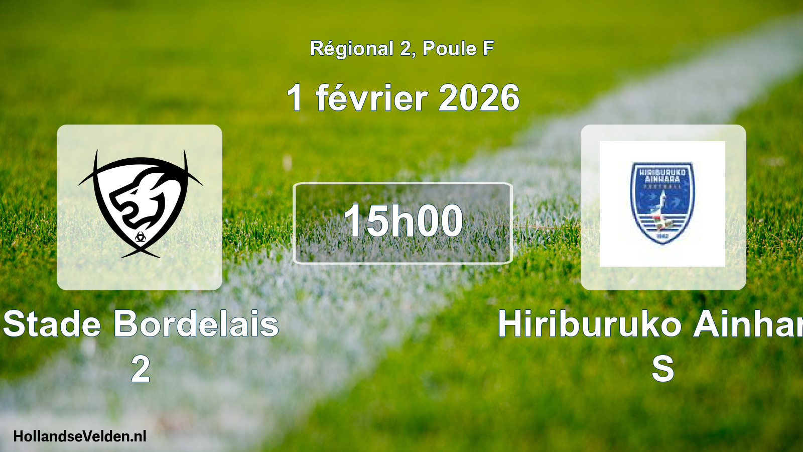 Match programmé: Stade Bordelais 2 - Hiriburuko Ainhara S (1 février 2026)