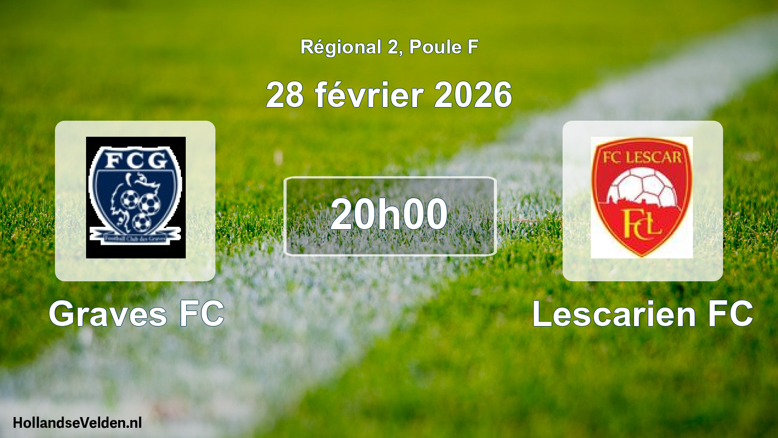 Match programmé: Graves FC - Lescarien FC (28 février 2026)