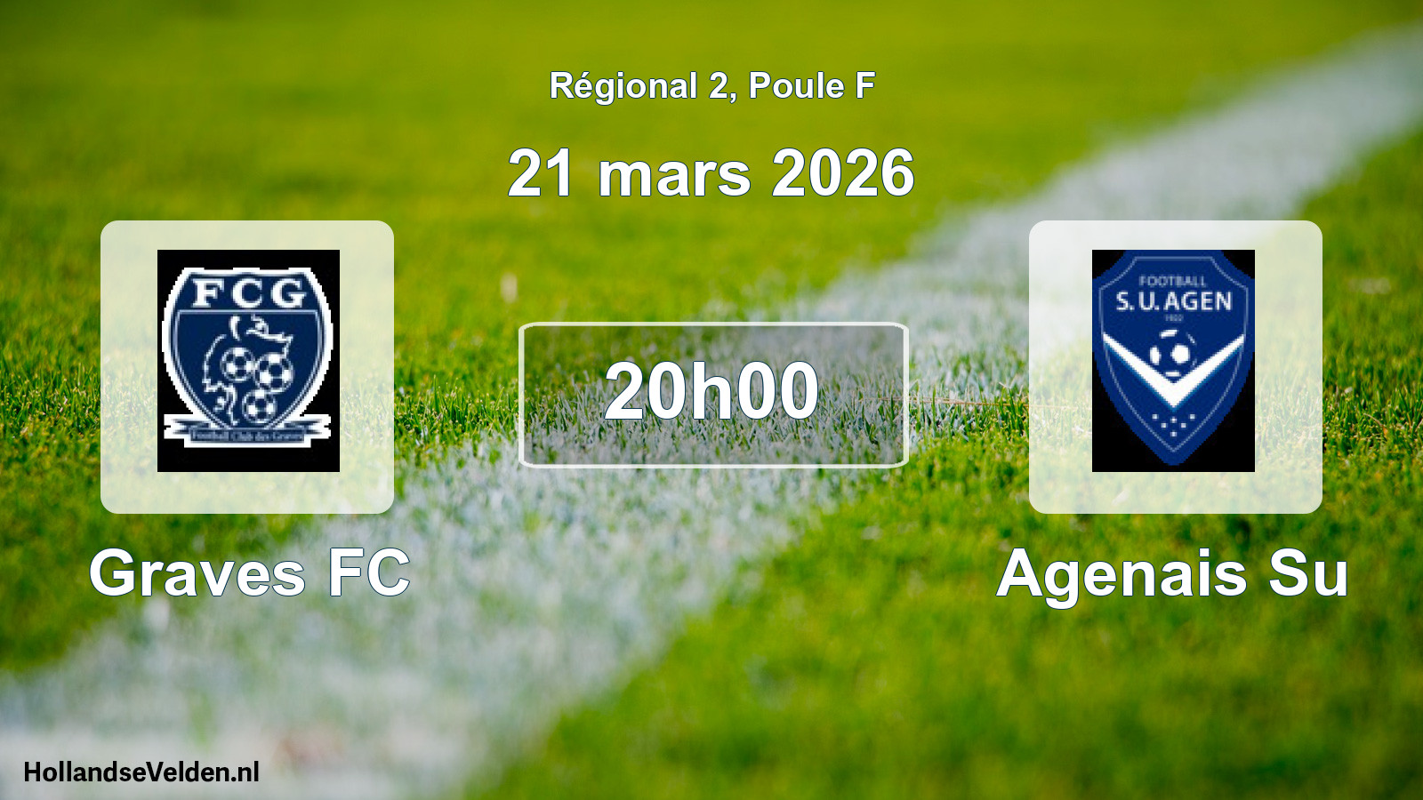 Match programmé: Graves FC - Agenais Su (21 mars 2026)