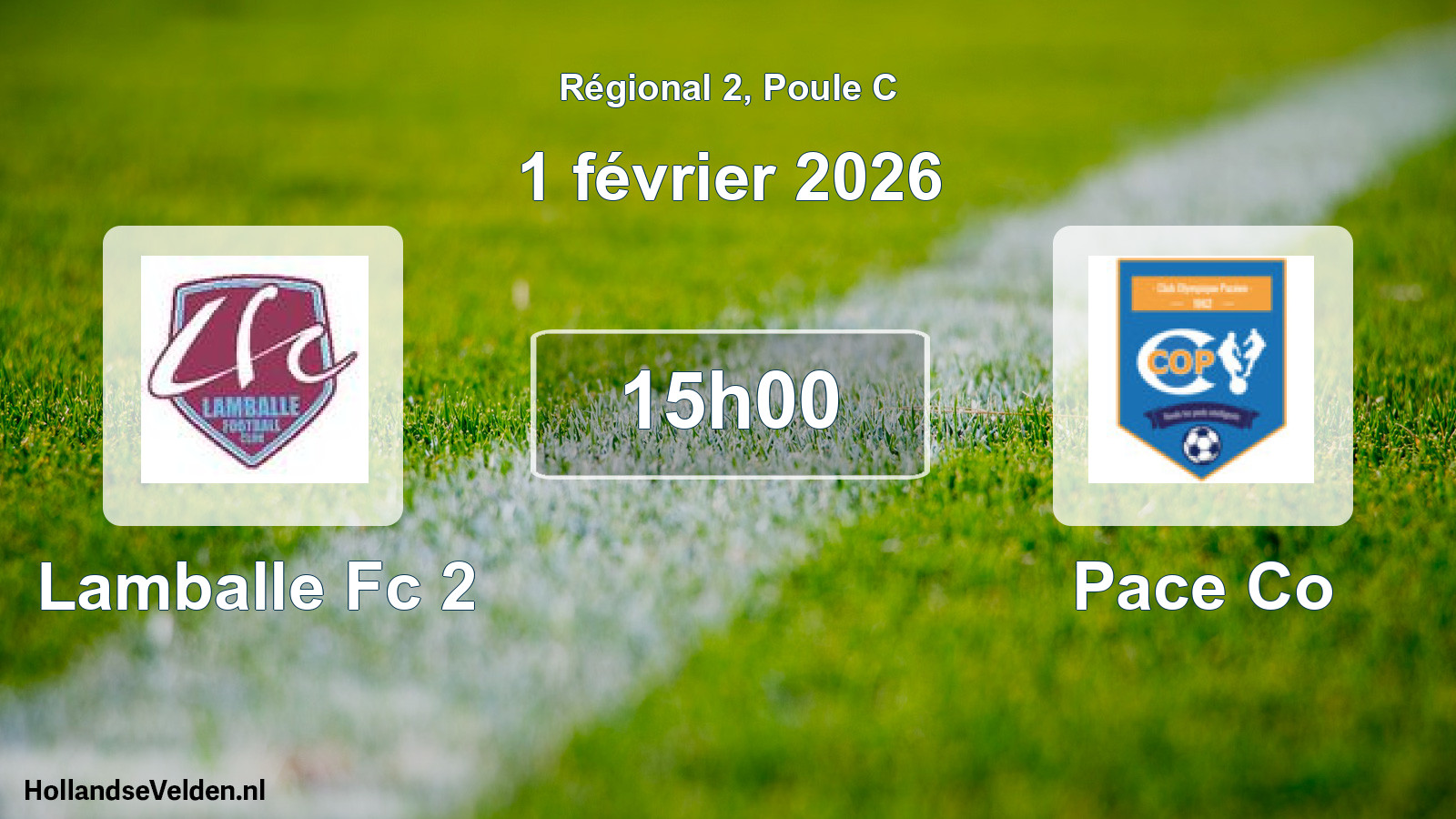 Scheduled Match: Lamballe Fc 2 - Pace Co (1 February 2026)