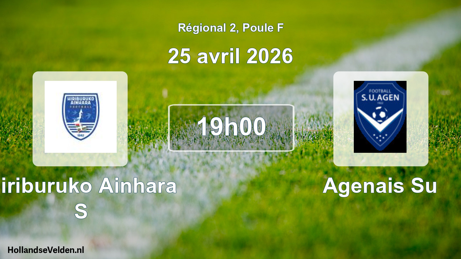Match programmé: Hiriburuko Ainhara S - Agenais Su (25 avril 2026)