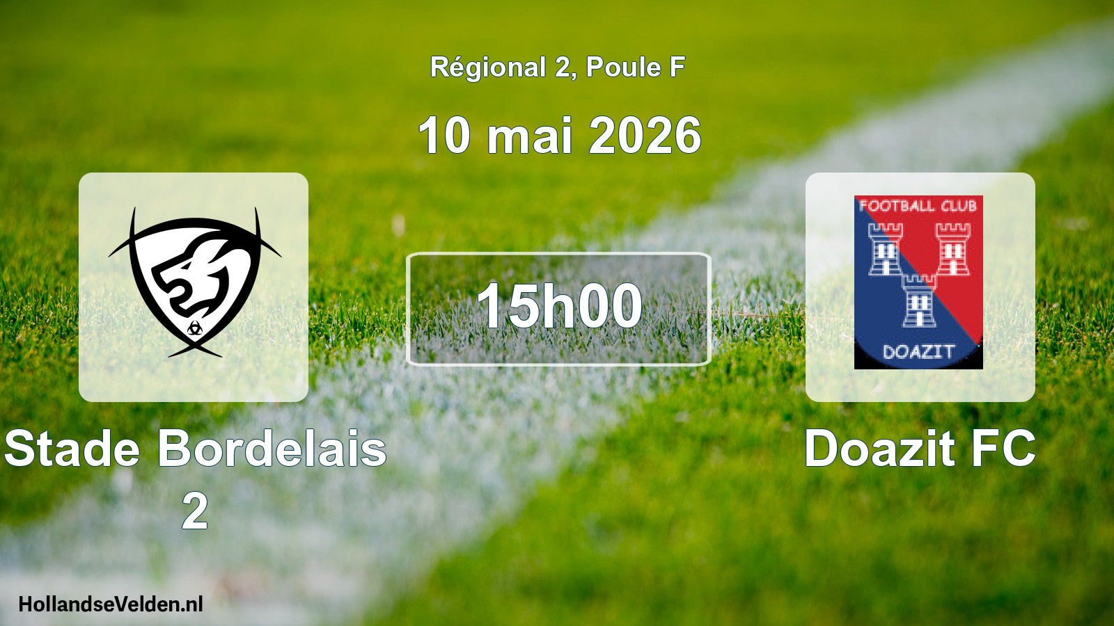 Match programmé: Stade Bordelais 2 - Doazit FC (10 mai 2026)