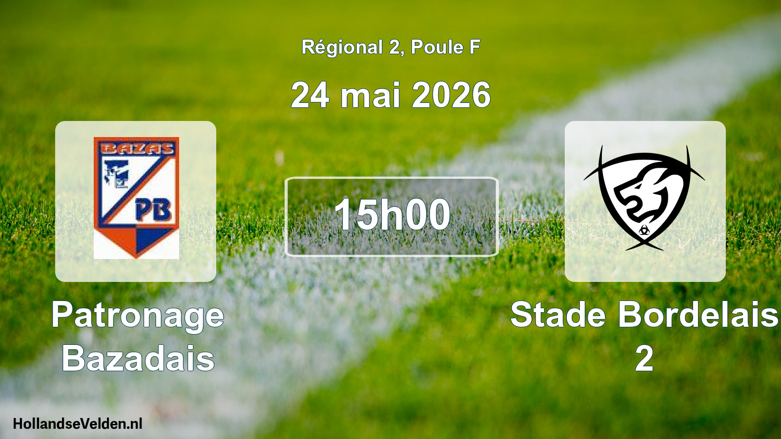 Match programmé: Patronage Bazadais - Stade Bordelais 2 (24 mai 2026)