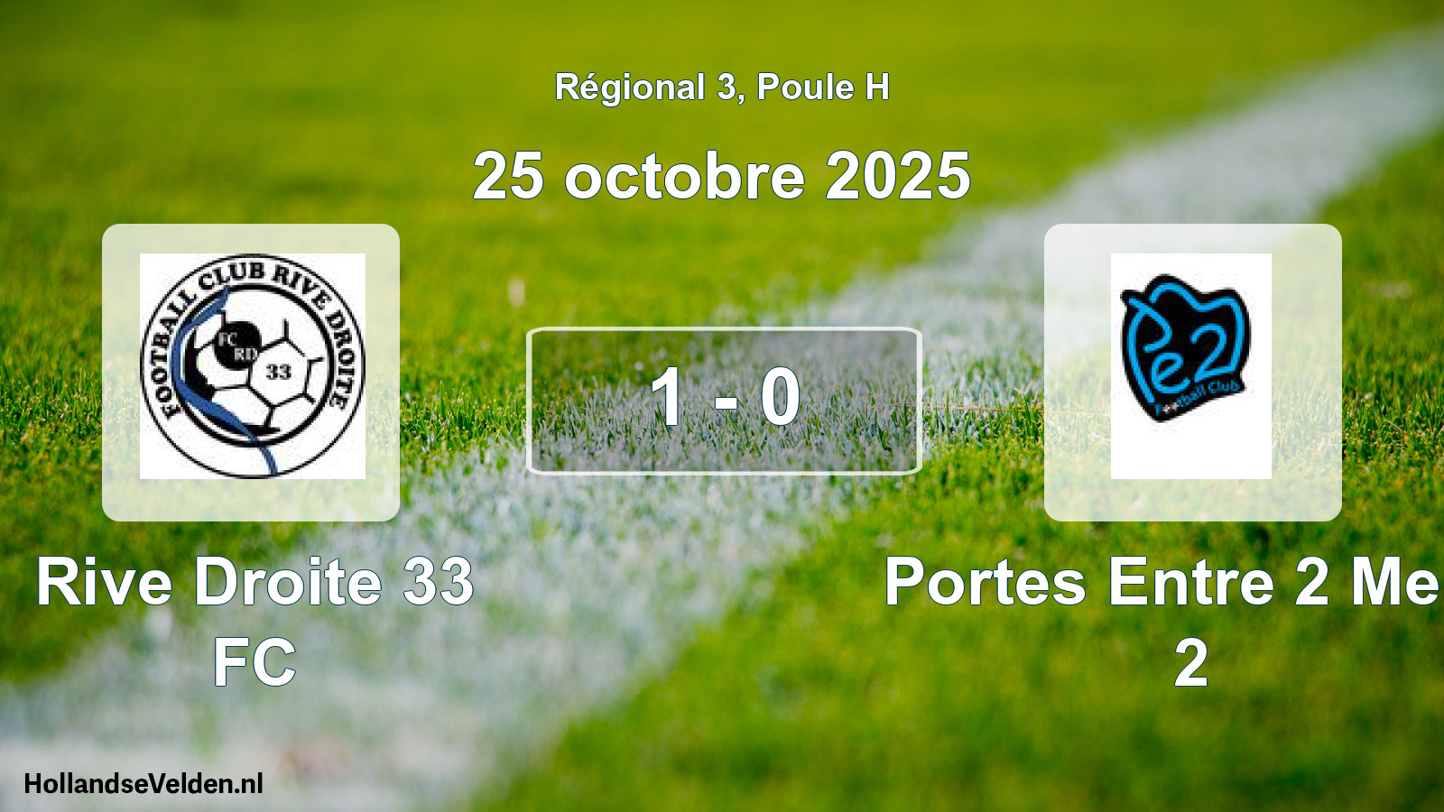 Total number of matches played: Rive Droite 33 FC - Portes Entre 2 Mers 2 1 - 0 (25 October 2025)