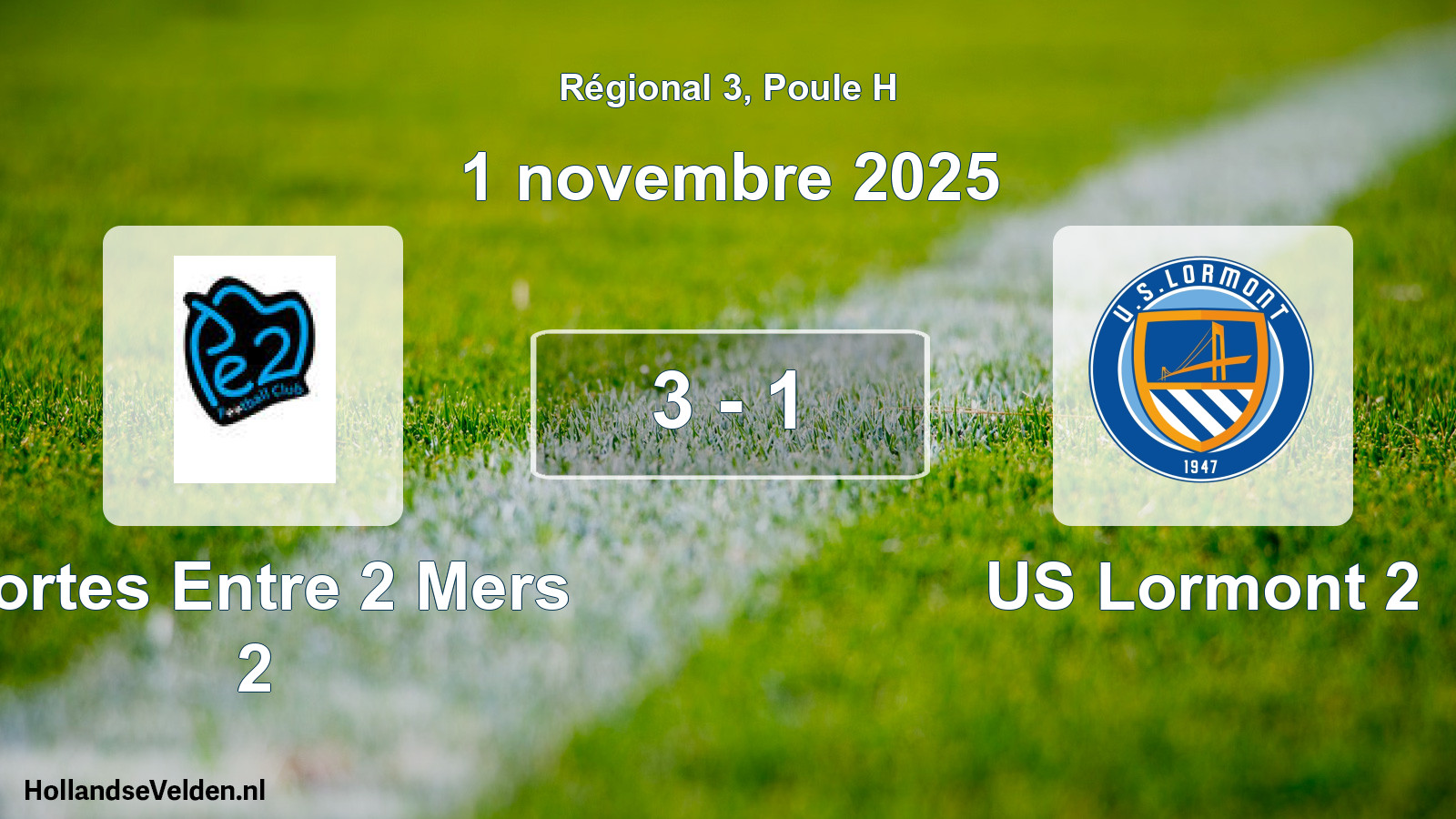 Match joué: Portes Entre 2 Mers 2 - US Lormont 2 3 - 1 (1 novembre 2025)