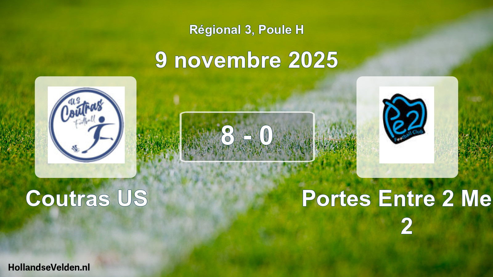 Match joué: Coutras US - Portes Entre 2 Mers 2 8 - 0 (9 novembre 2025)