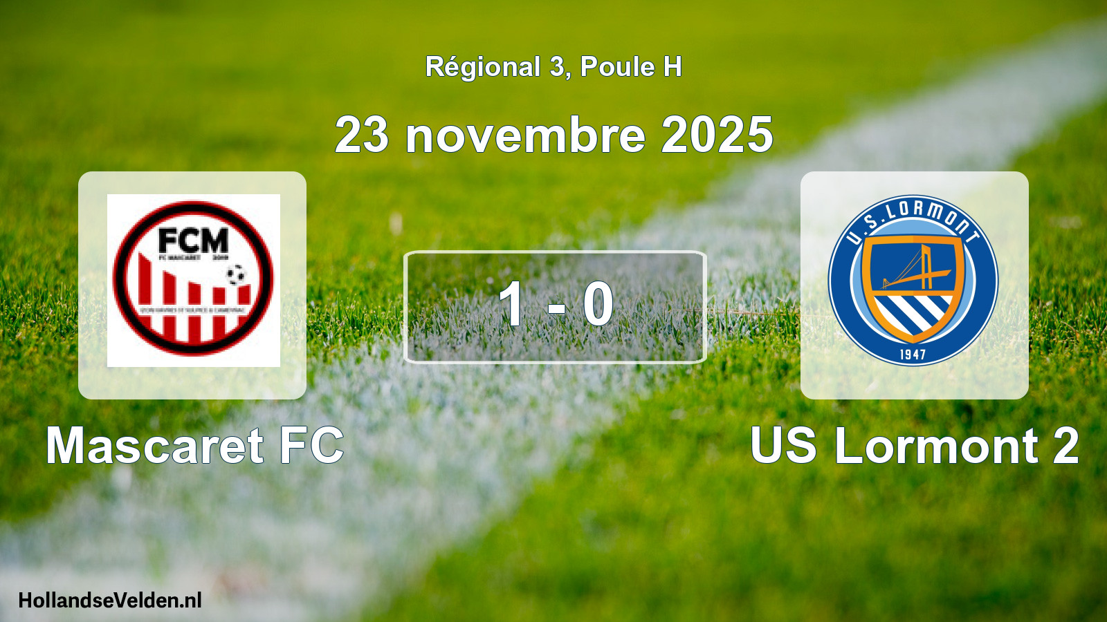 Match joué: Mascaret FC - US Lormont 2 1 - 0 (23 novembre 2025)