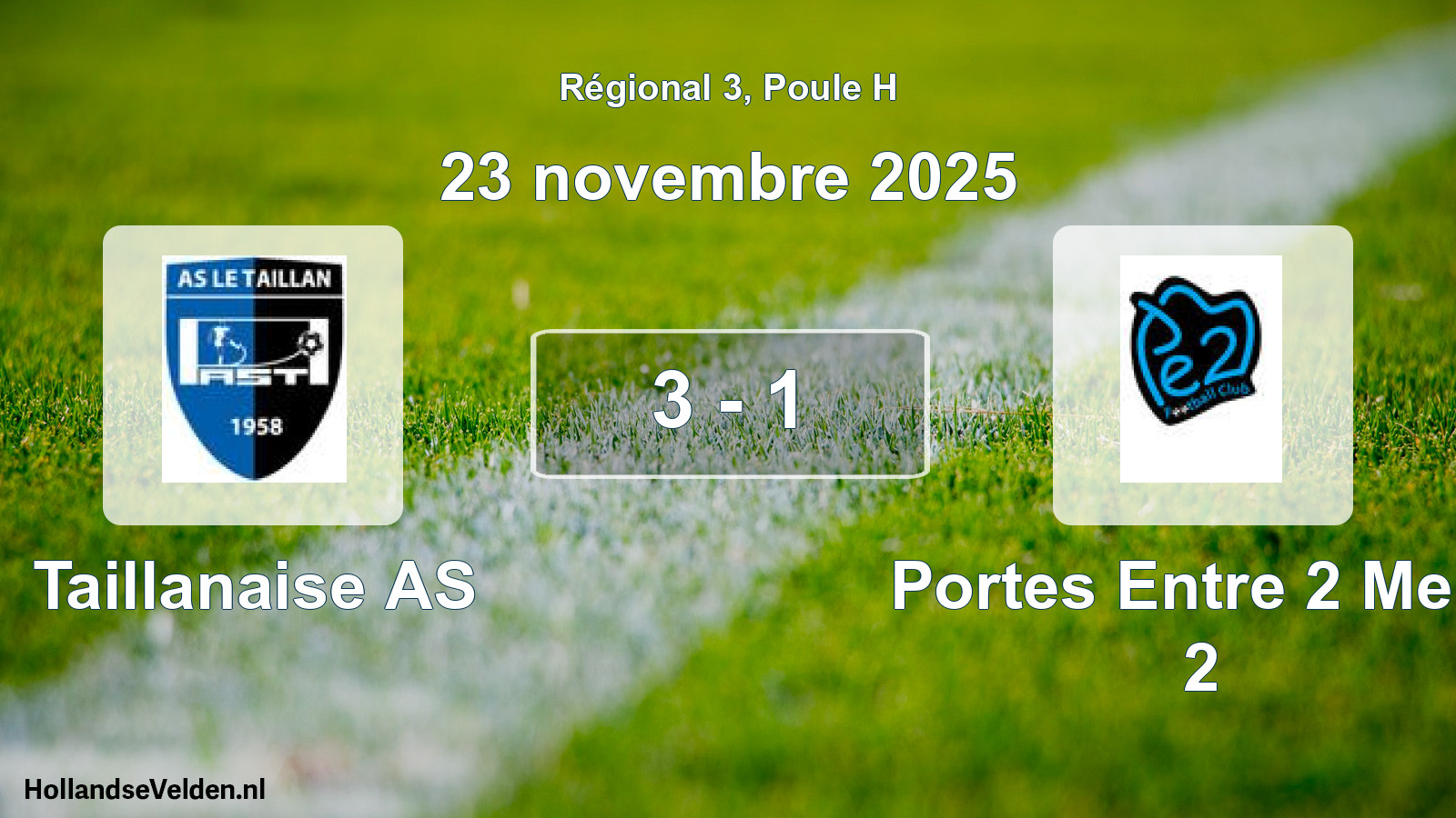 Match joué: Taillanaise AS - Portes Entre 2 Mers 2 3 - 1 (23 novembre 2025)