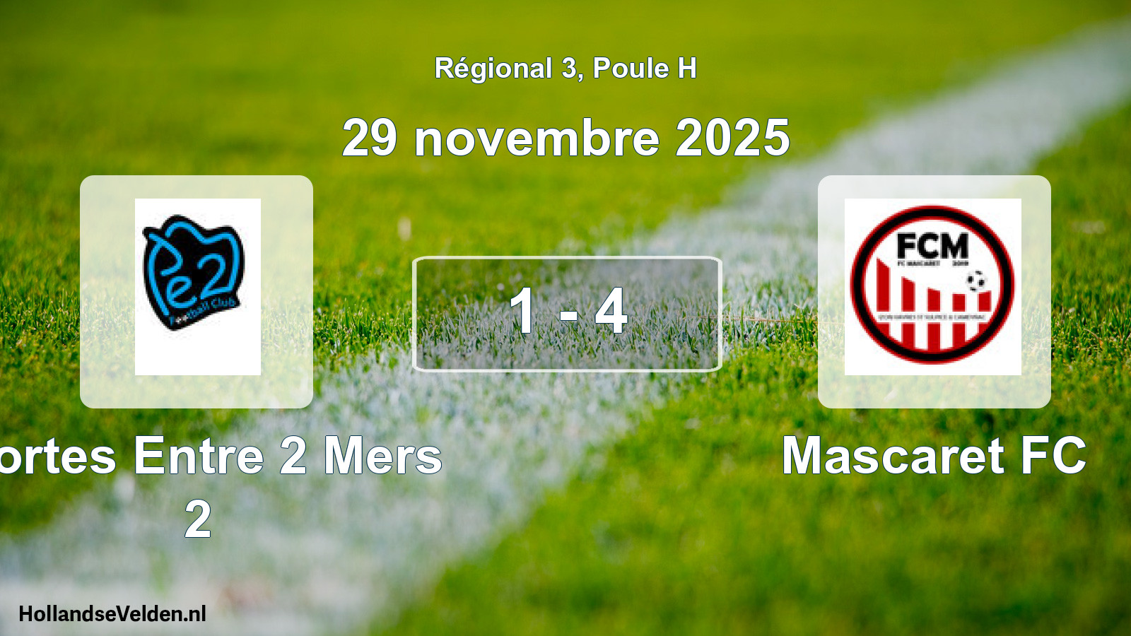 Gespeelde wedstrijd: Portes Entre 2 Mers 2 - Mascaret FC 1 - 4 (29 november 2025)
