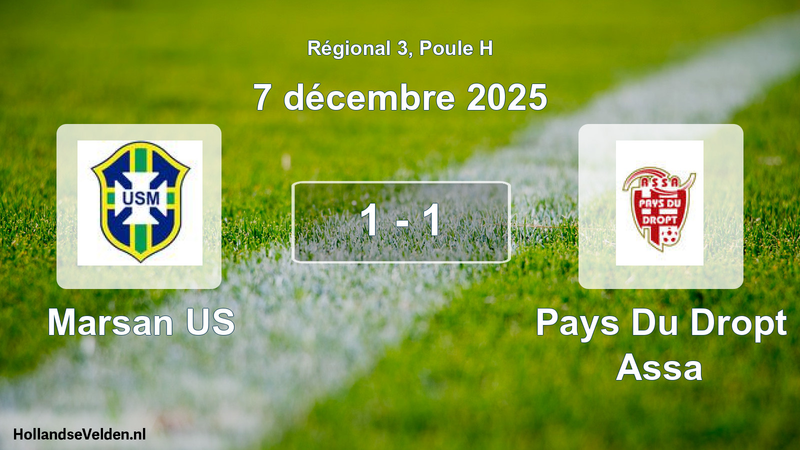 Match joué: Marsan US - Pays Du Dropt Assa 1 - 1 (7 décembre 2025)