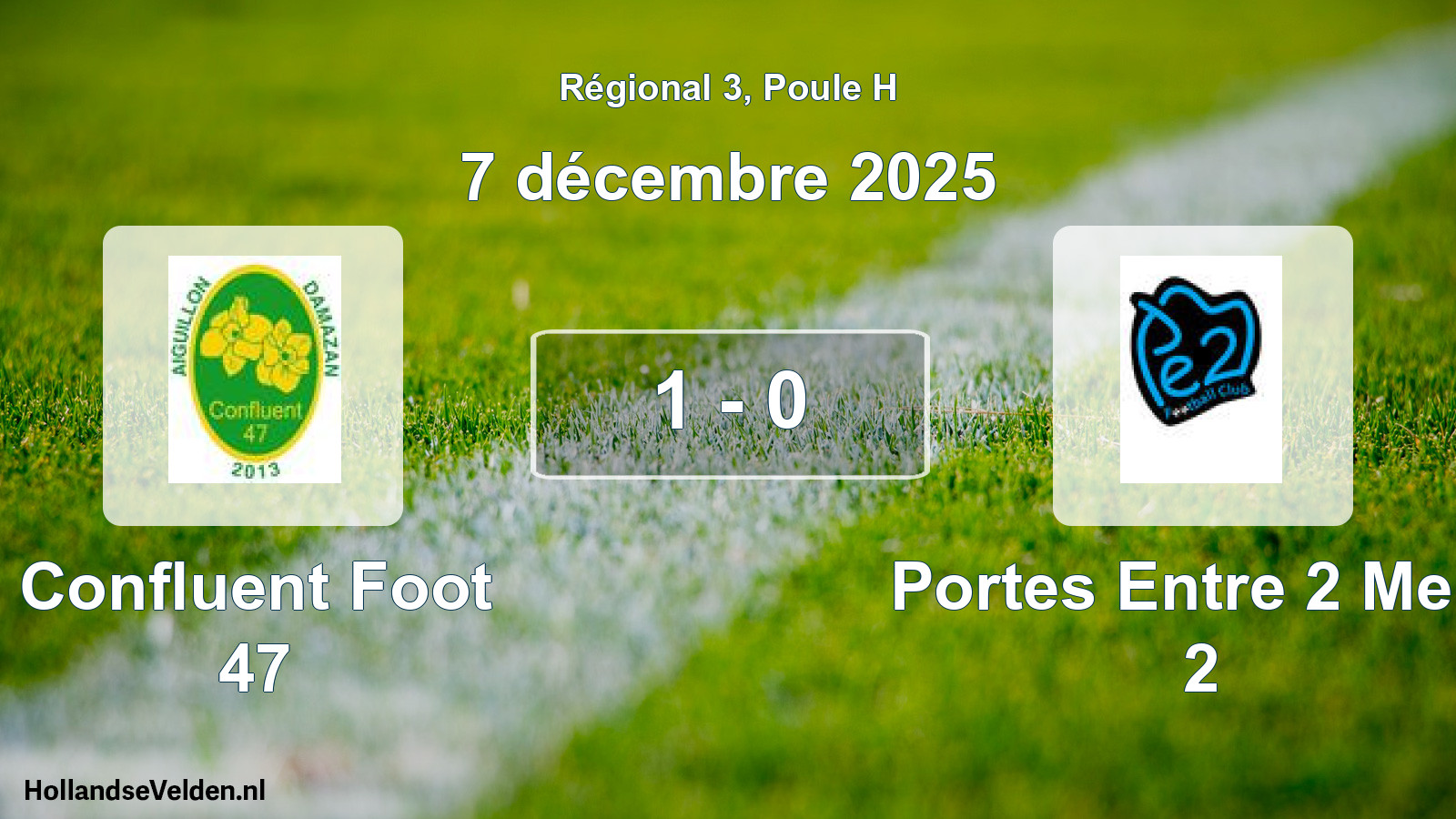 Total number of matches played: Confluent Foot 47 - Portes Entre 2 Mers 2 1 - 0 (7 December 2025)