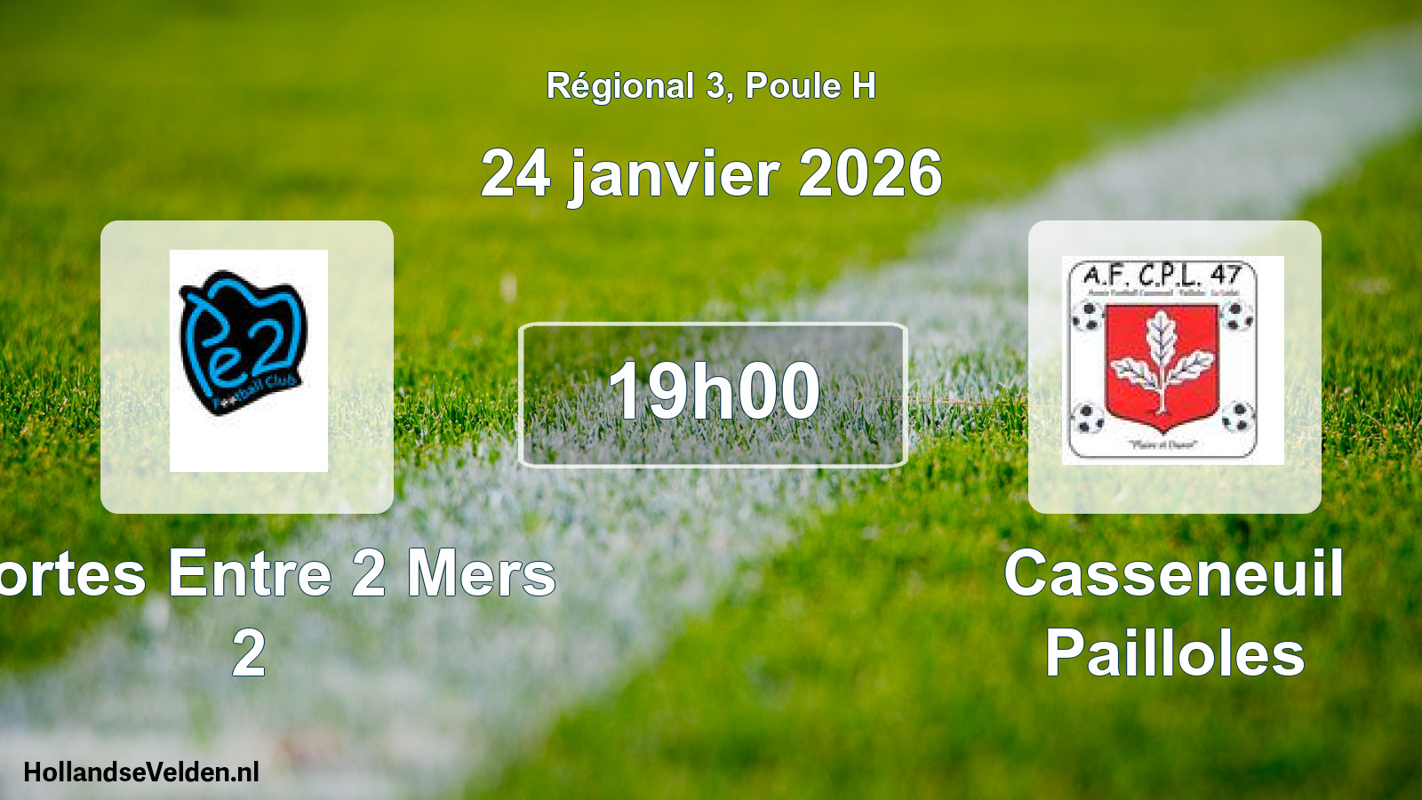 Match programmé: Portes Entre 2 Mers 2 - Casseneuil Pailloles (24 janvier 2026)