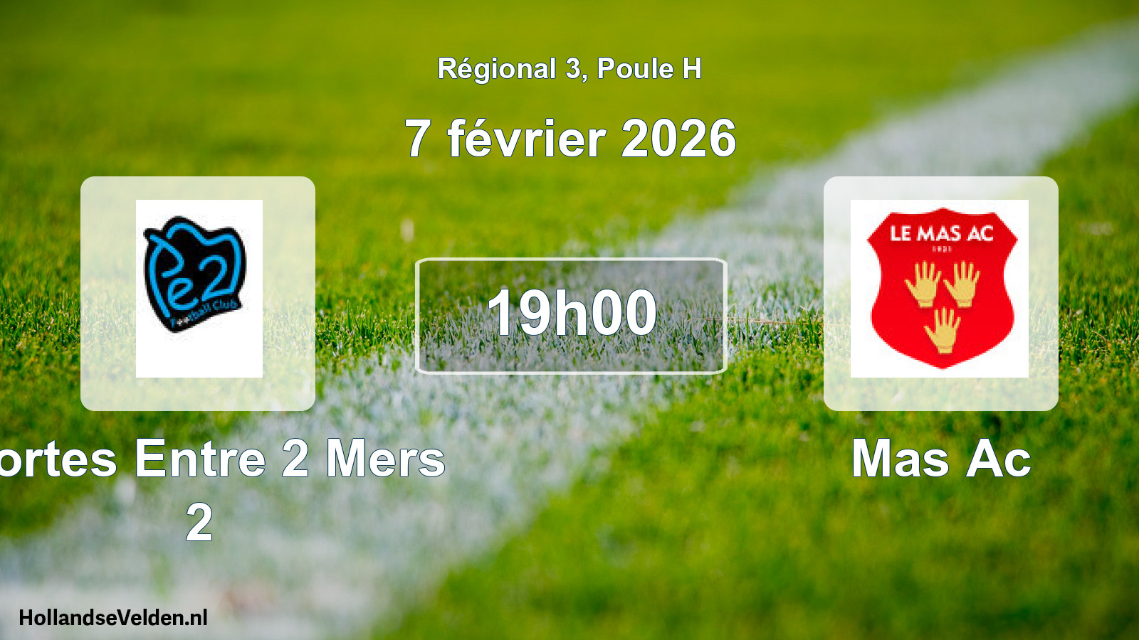 Match programmé: Portes Entre 2 Mers 2 - Mas Ac (7 février 2026)