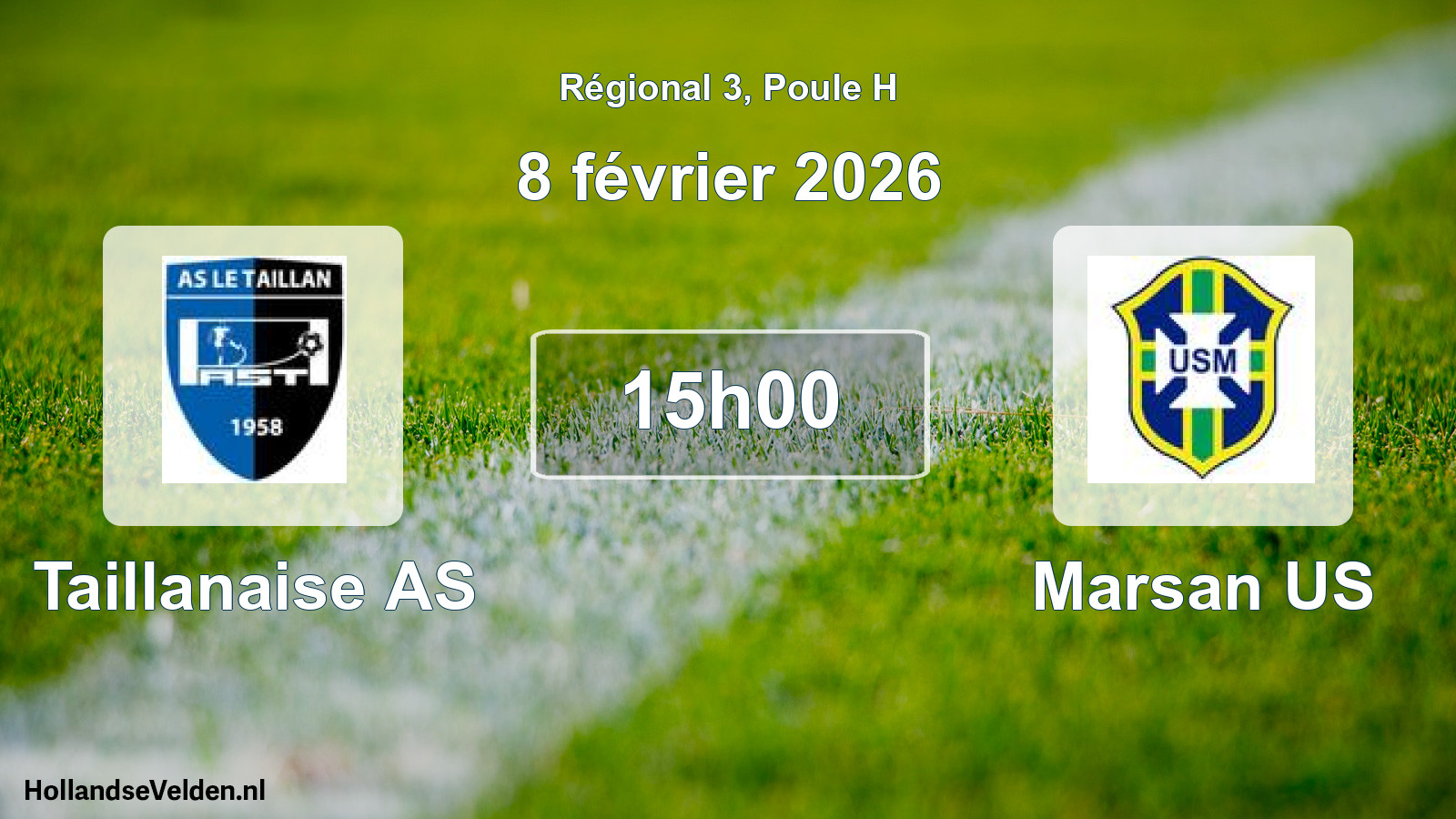Match programmé: Taillanaise AS - Marsan US (8 février 2026)