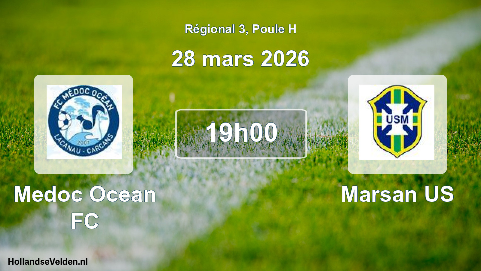 Match programmé: Medoc Ocean FC - Marsan US (28 mars 2026)