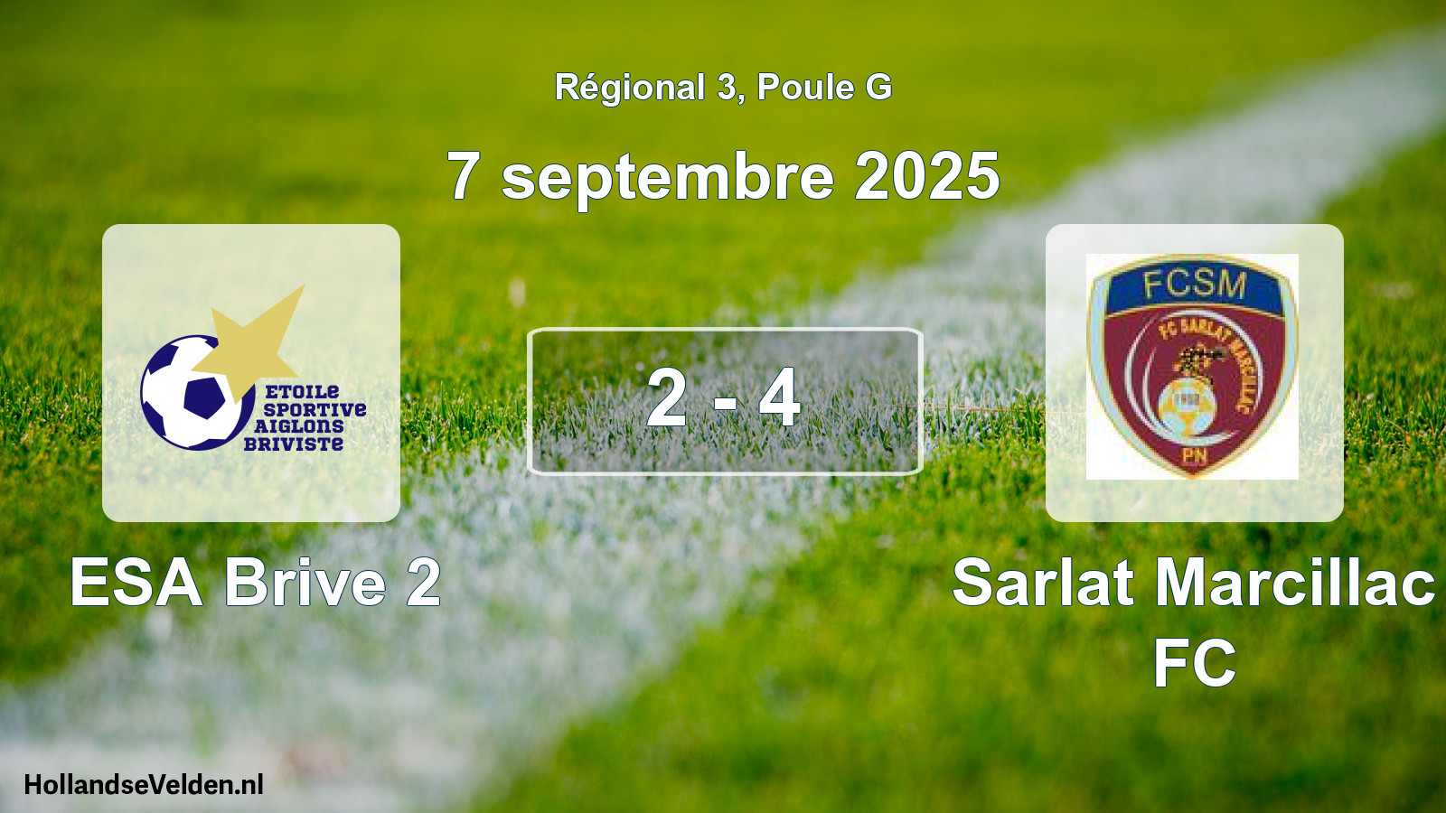 Match joué: ESA Brive 2 - Sarlat Marcillac FC 2 - 4 (7 septembre 2025)