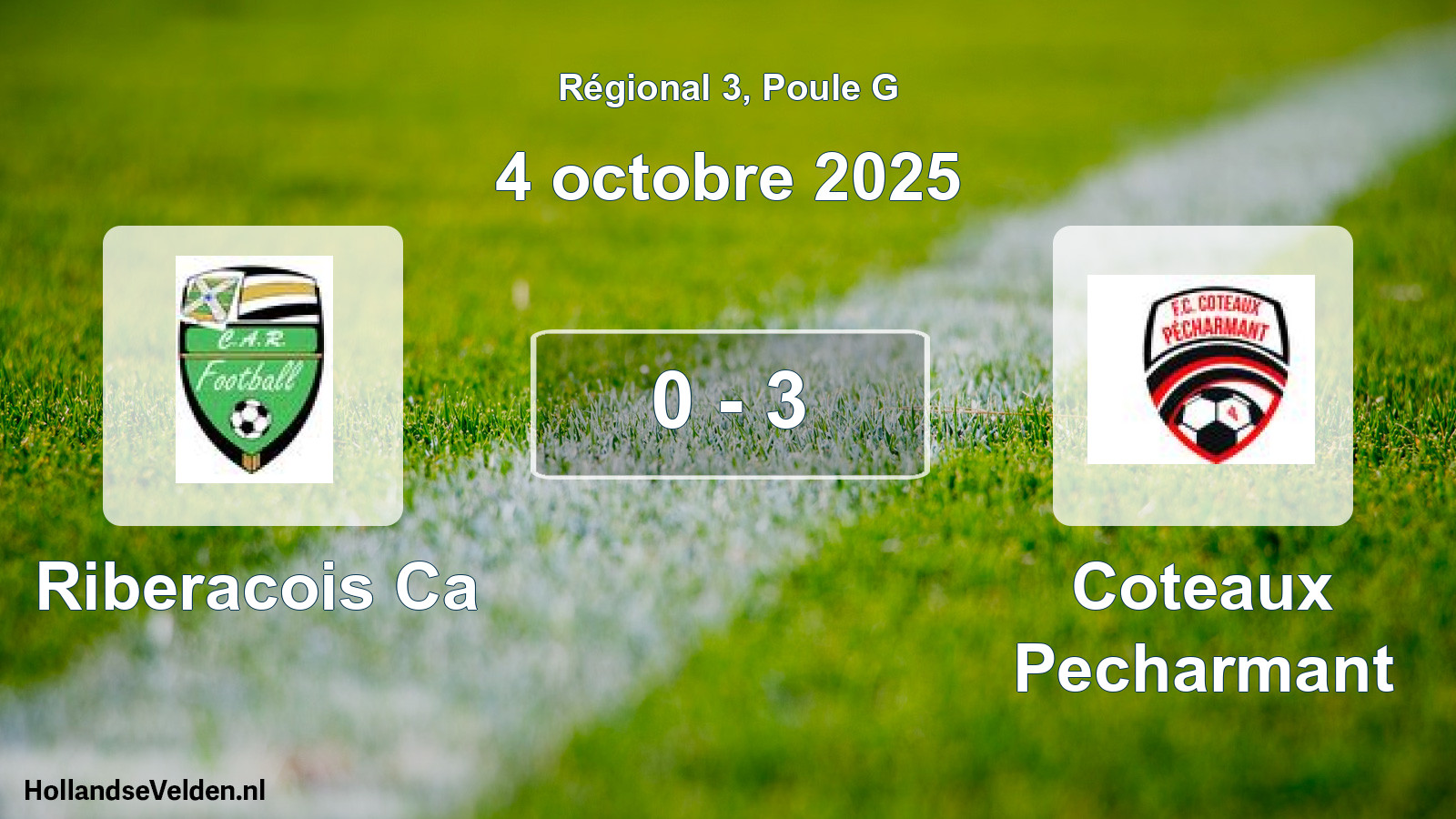 Match joué: Riberacois Ca - Coteaux Pecharmant 0 - 3 (4 octobre 2025)