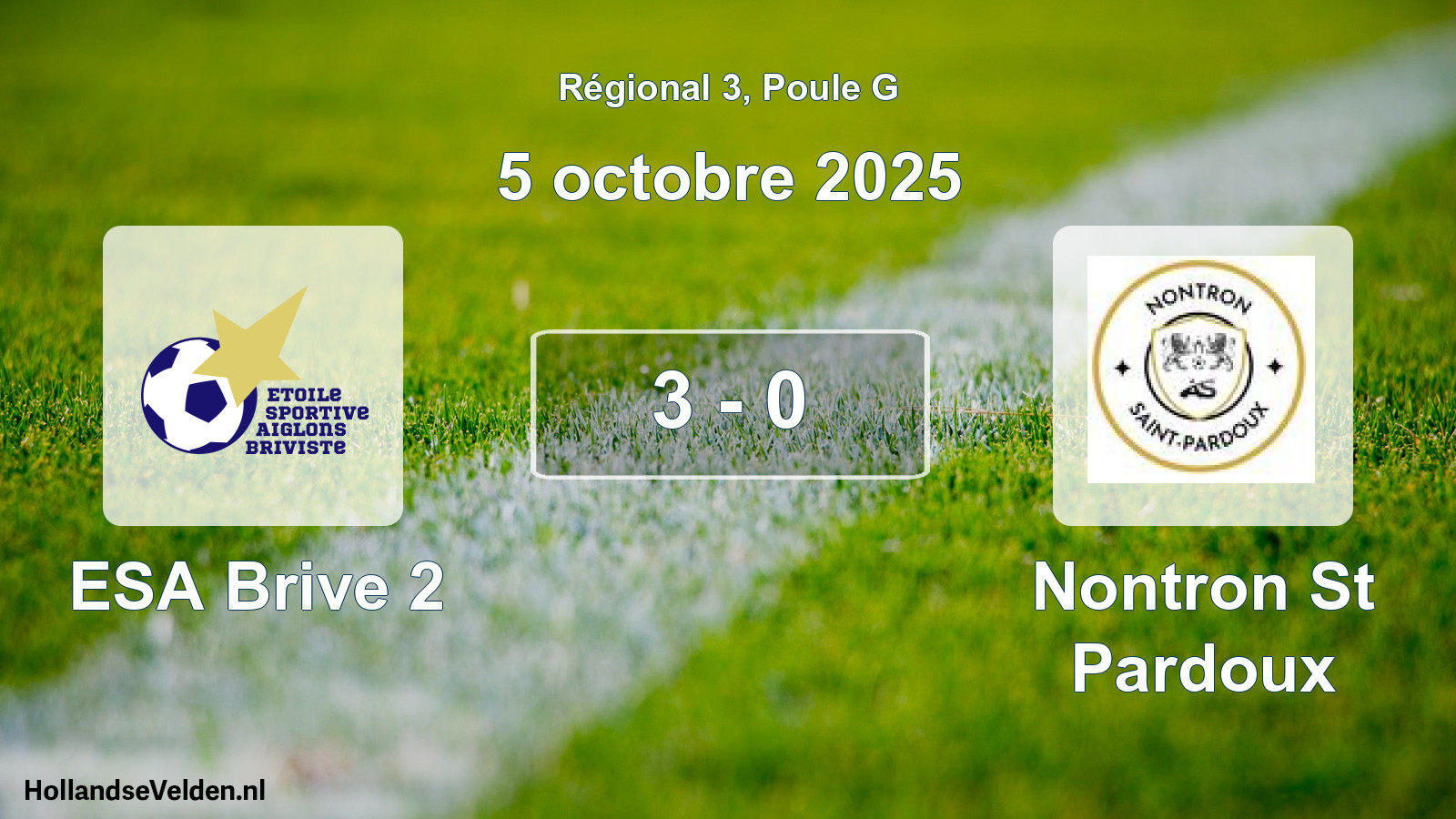 Total number of matches played: ESA Brive 2 - Nontron St Pardoux 3 - 0 (5 October 2025)