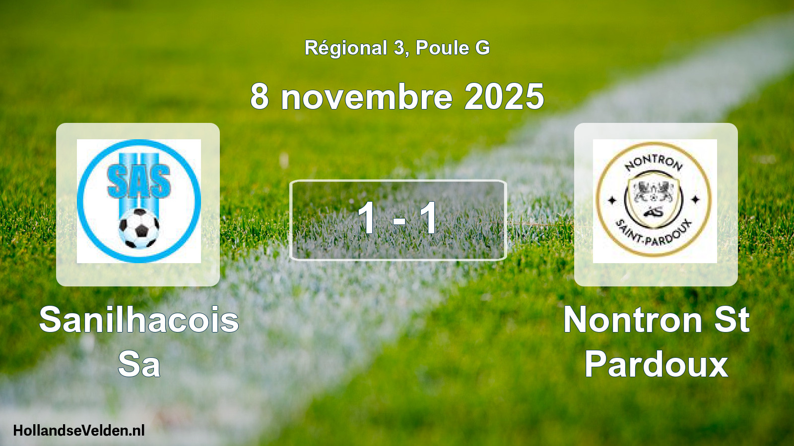Match joué: Sanilhacois Sa - Nontron St Pardoux 1 - 1 (8 novembre 2025)