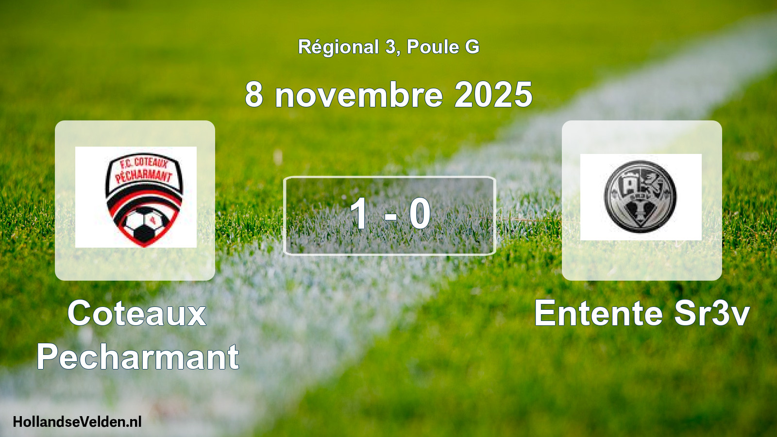 Total number of matches played: Coteaux Pecharmant - Entente Sr3v 1 - 0 (8 November 2025)