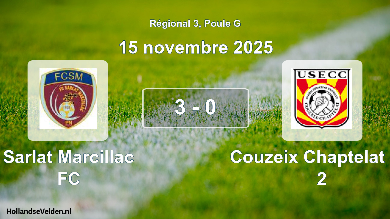 Match joué: Sarlat Marcillac FC - Couzeix Chaptelat US 2 3 - 0 (15 novembre 2025)