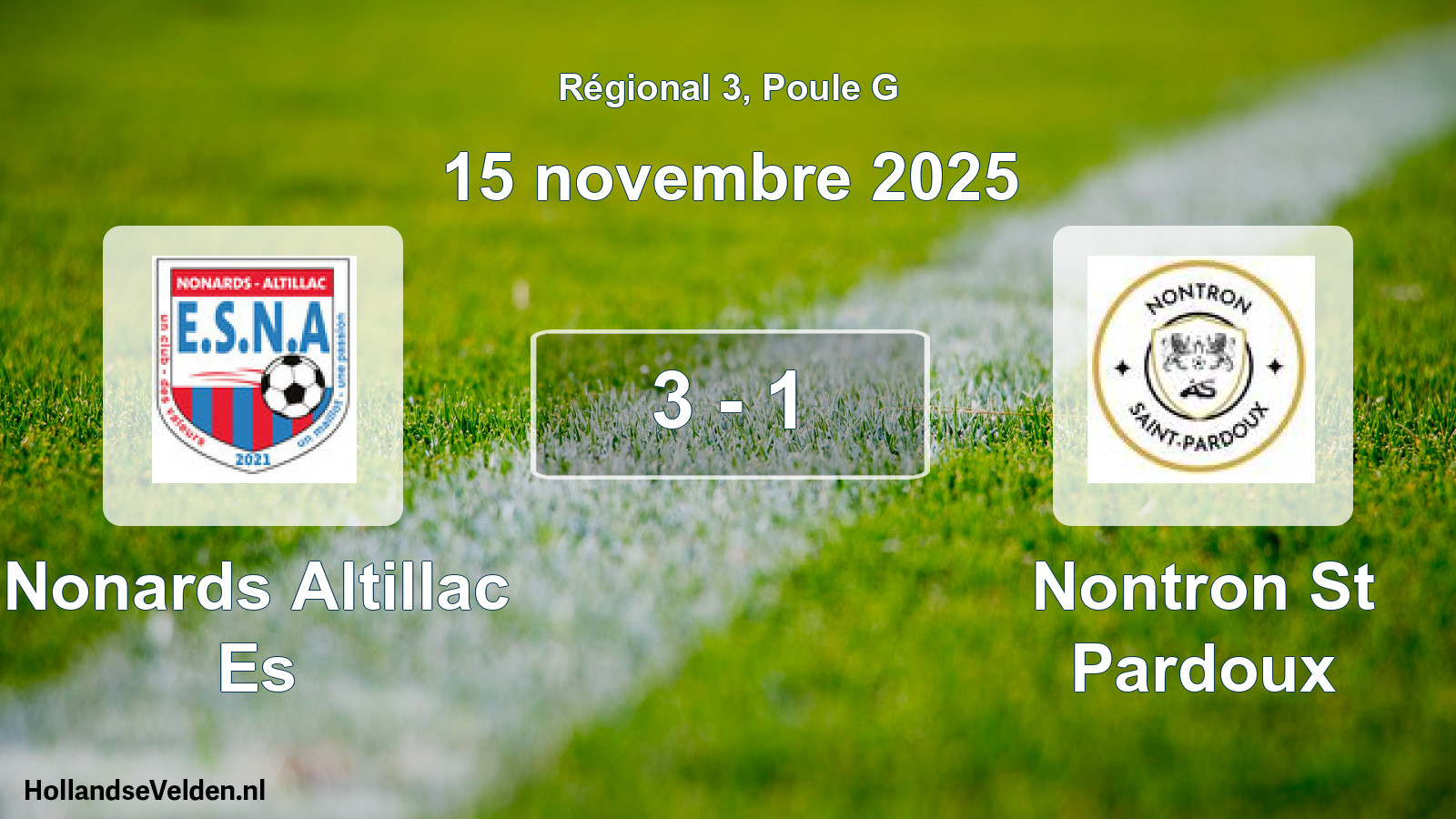Match joué: Nonards Altillac Es - Nontron St Pardoux 3 - 1 (15 novembre 2025)