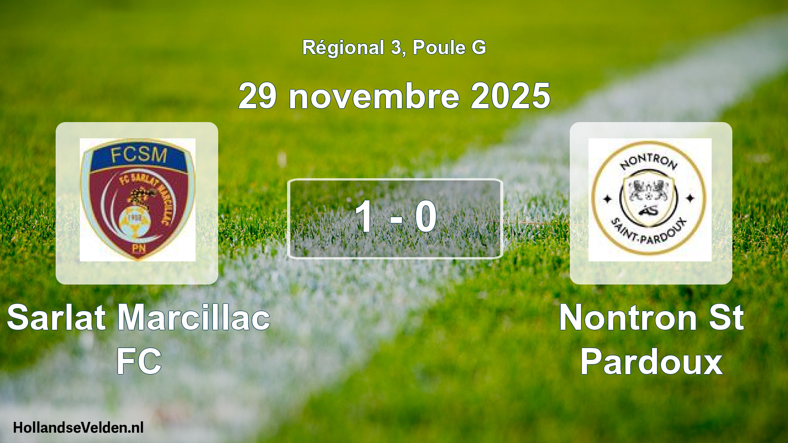 Gespeelde wedstrijd: Sarlat Marcillac FC - Nontron St Pardoux 1 - 0 (29 november 2025)