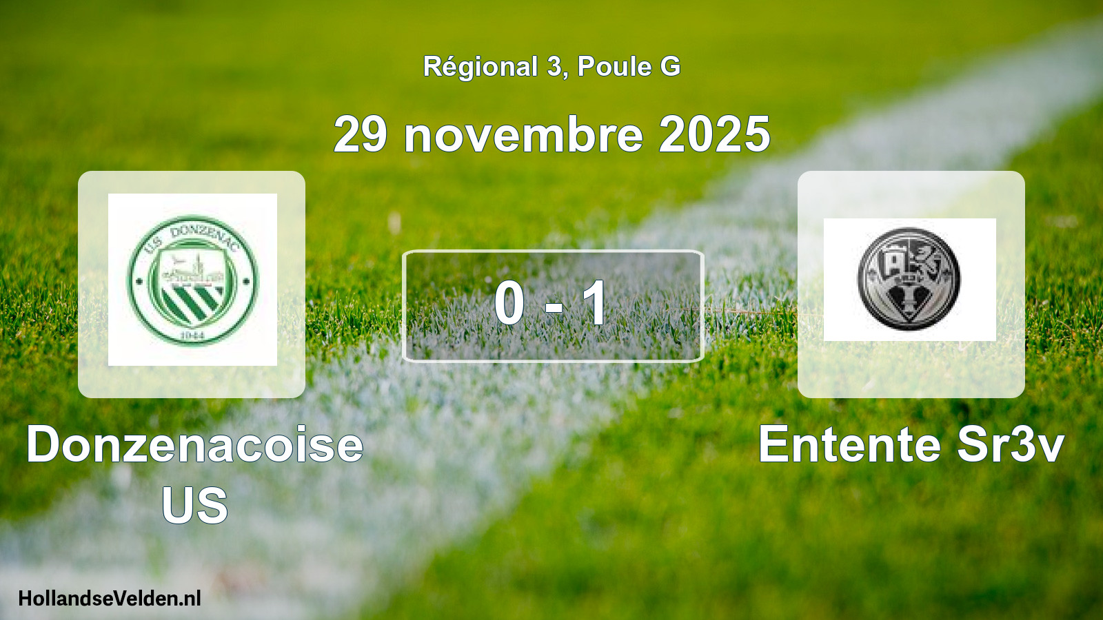 Match joué: Donzenacoise US - Entente Sr3v 0 - 1 (29 novembre 2025)