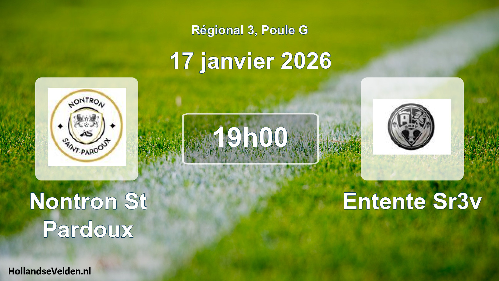 Match programmé: Nontron St Pardoux - Entente Sr3v (17 janvier 2026)
