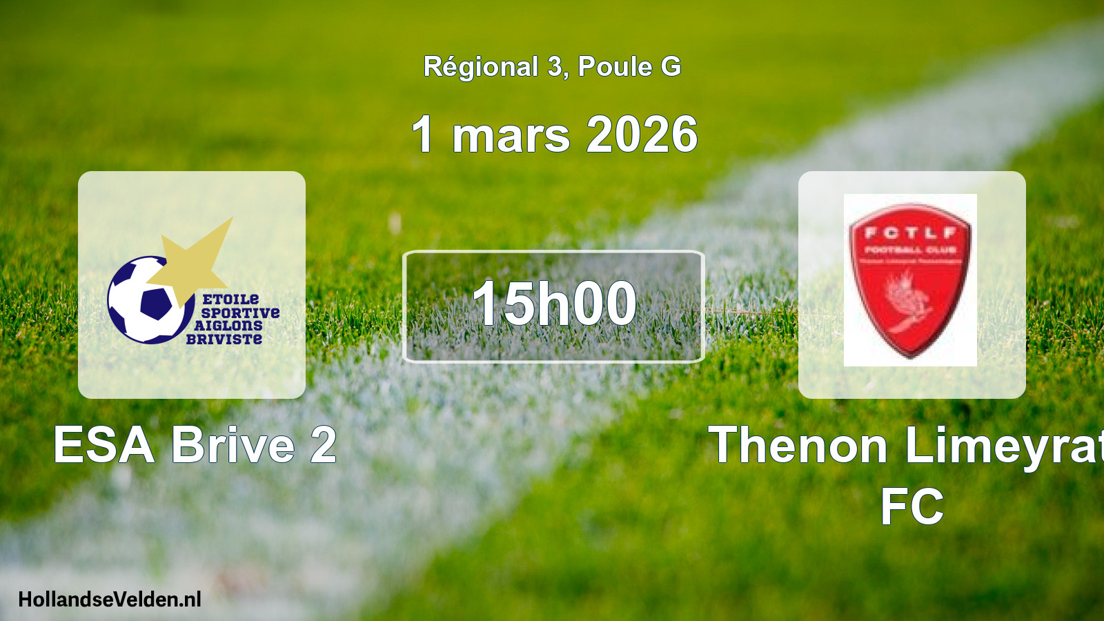 Match programmé: ESA Brive 2 - Thenon Limeyrat FC (1 mars 2026)