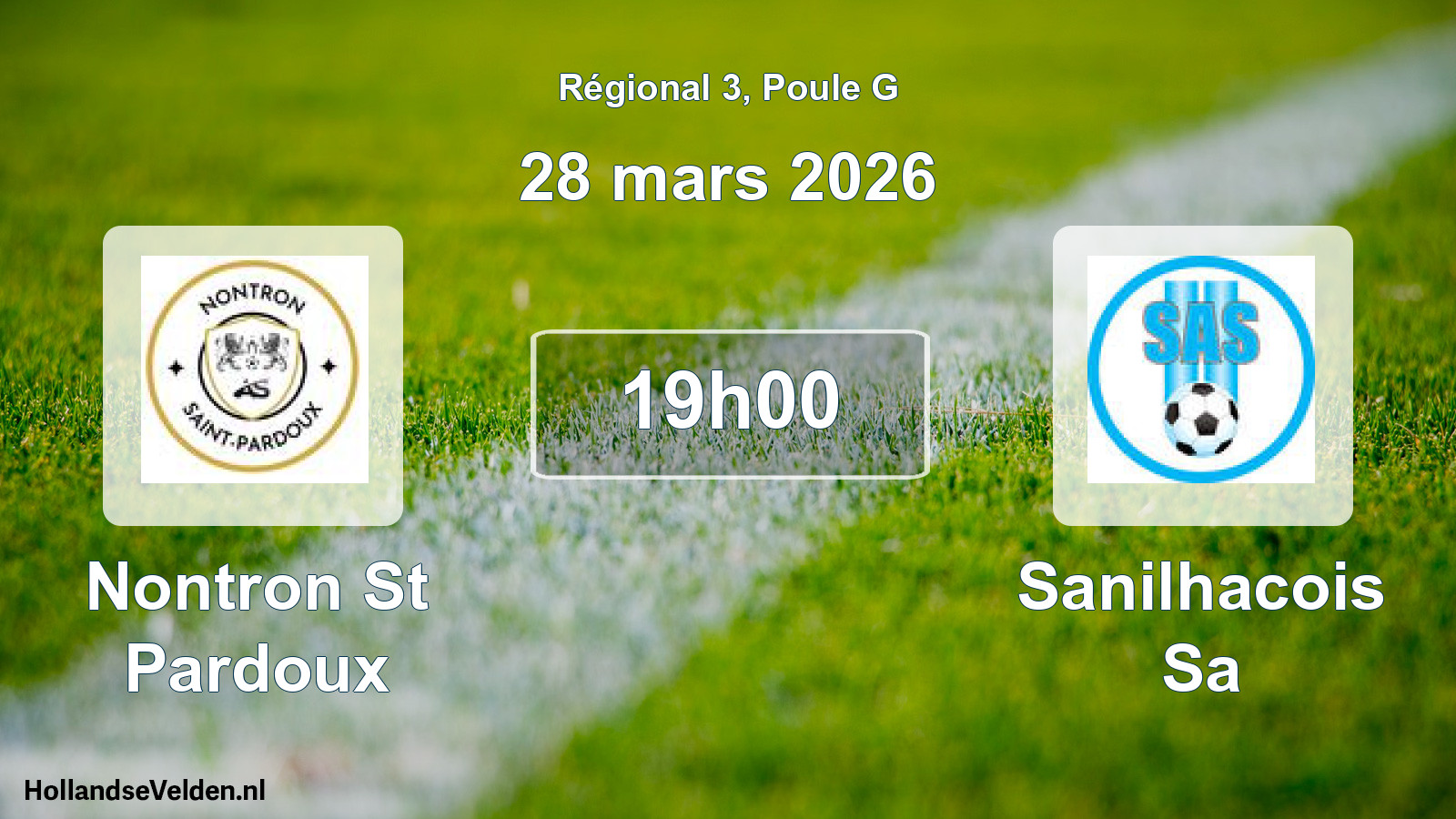 Match programmé: Nontron St Pardoux - Sanilhacois Sa (28 mars 2026)