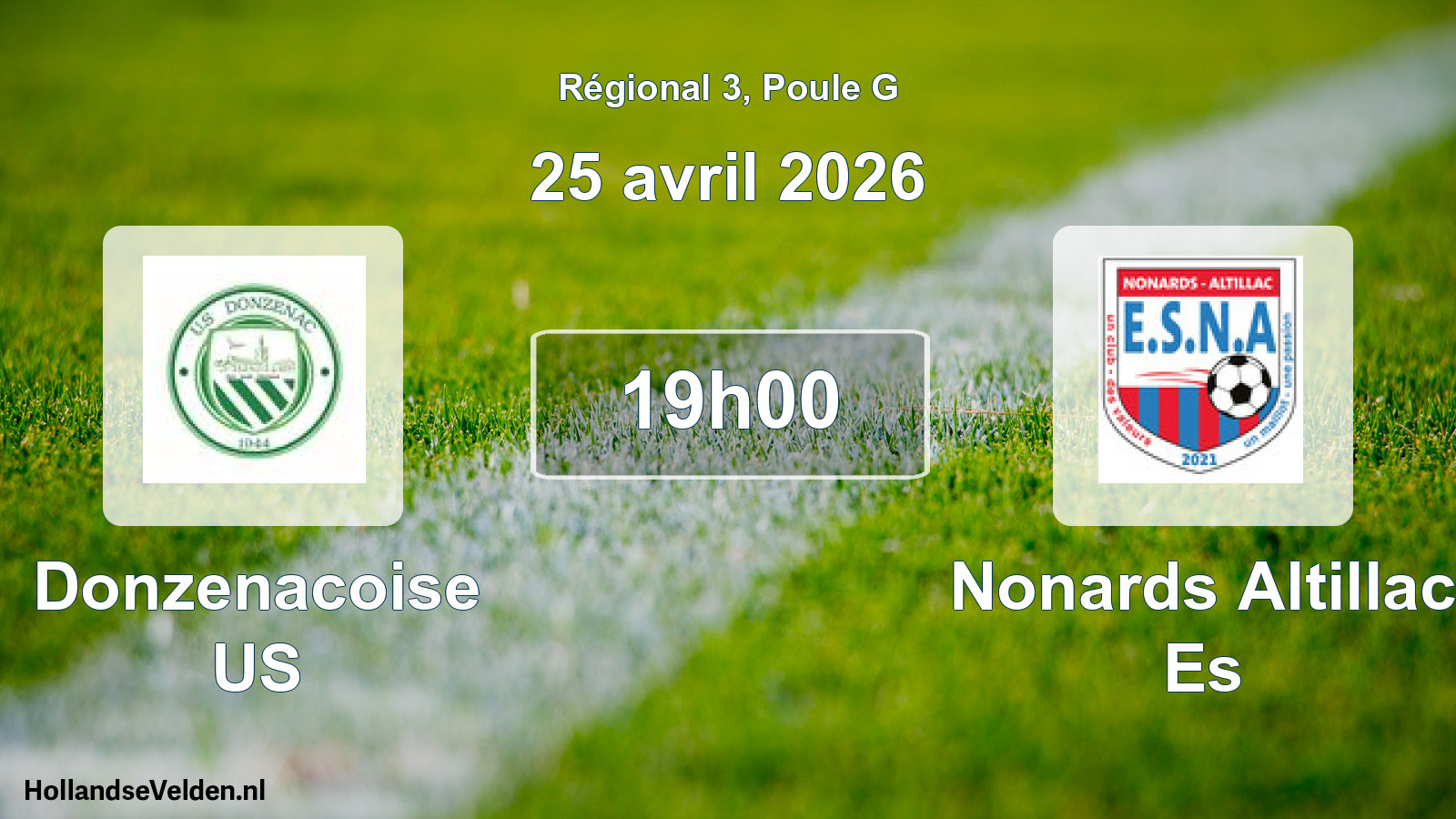 Match programmé: Donzenacoise US - Nonards Altillac Es (25 avril 2026)