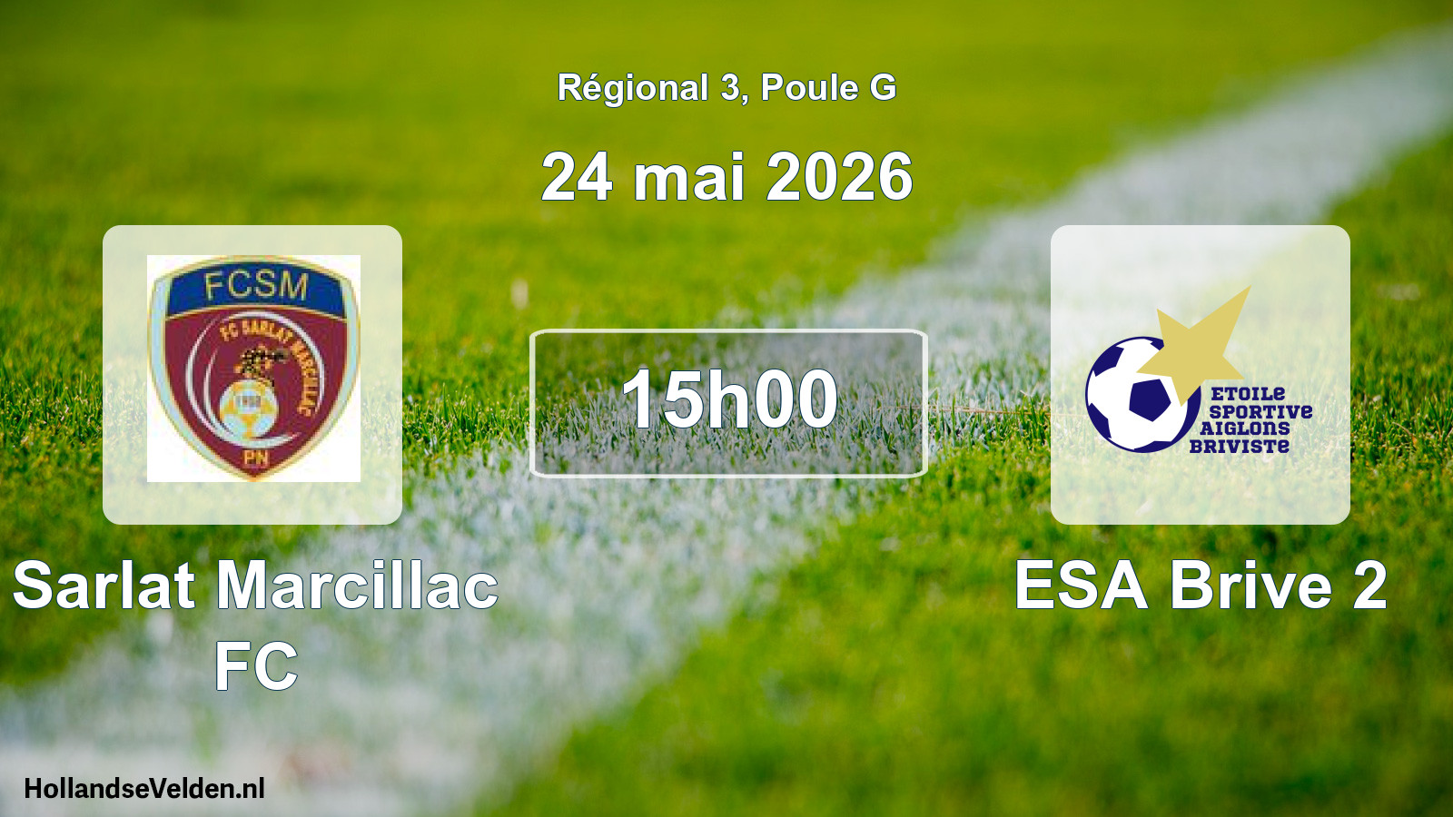 Match programmé: Sarlat Marcillac FC - ESA Brive 2 (24 mai 2026)