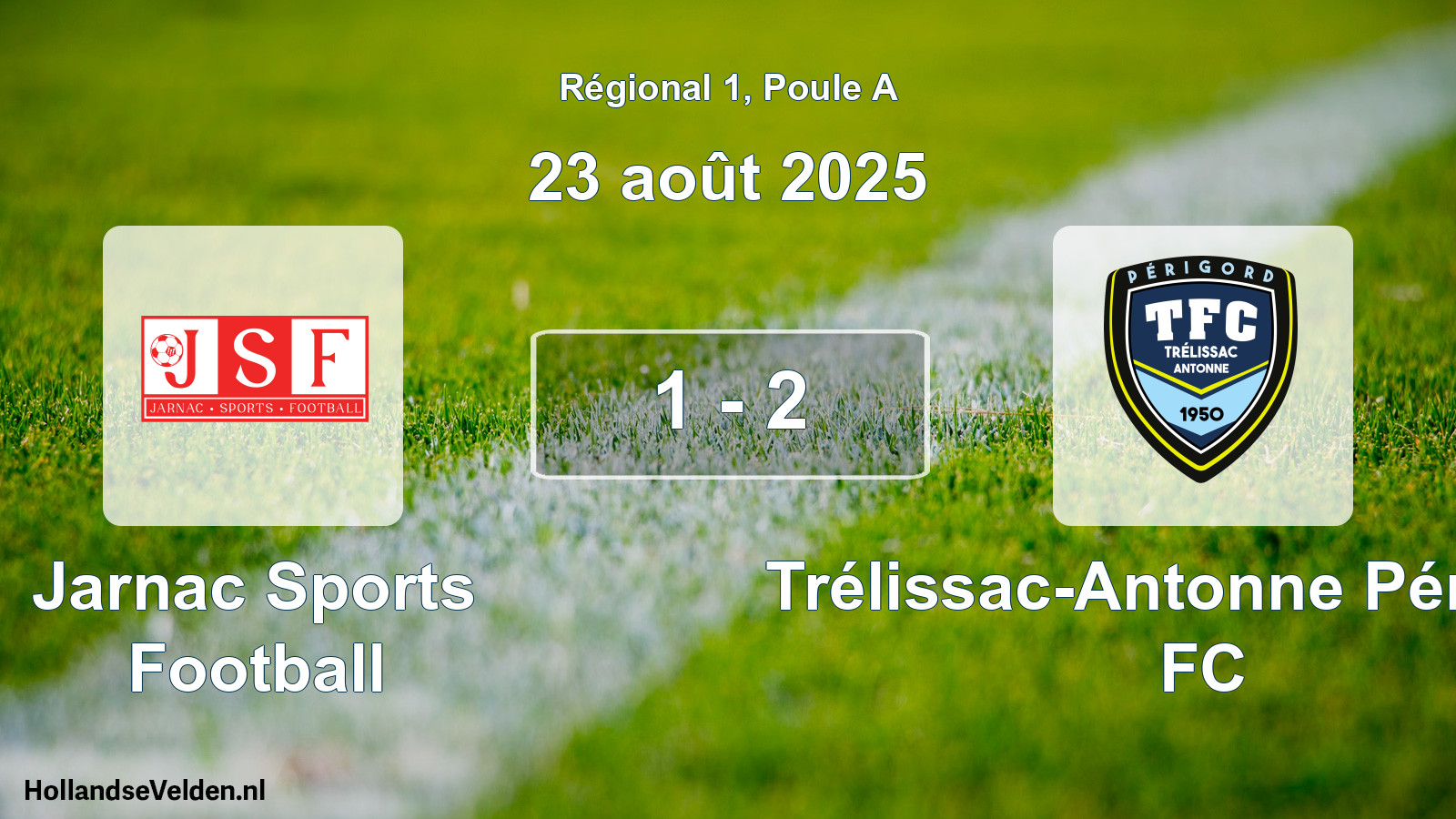 Match joué: Jarnac Sports Football - Trélissac-Antonne Périgord FC 1 - 2 (23 août 2025)