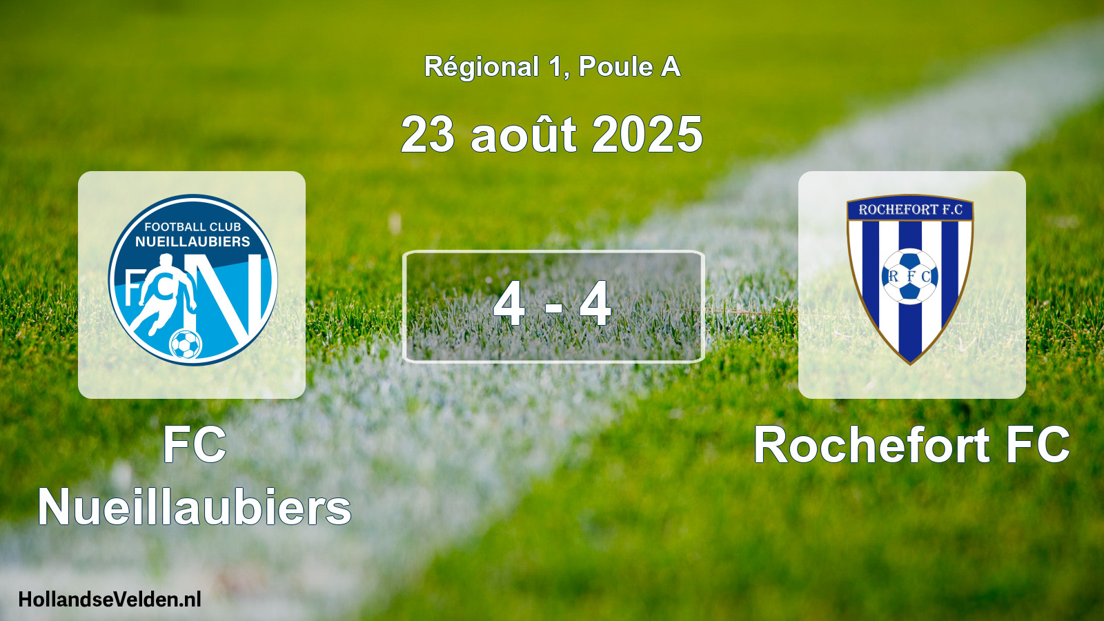 Match joué: FC Nueillaubiers - Rochefort FC 4 - 4 (23 août 2025)