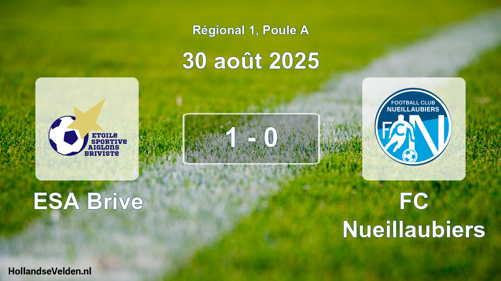 Match joué: ESA Brive - FC Nueillaubiers 1 - 0 (30 août 2025)