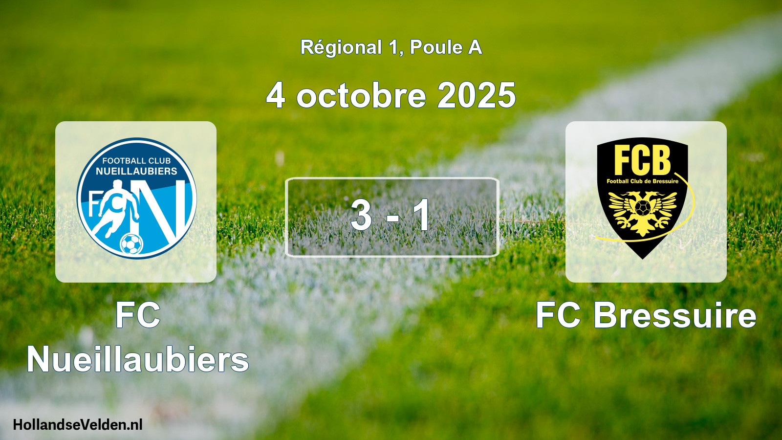 Gespeelde wedstrijd: FC Nueillaubiers - FC Bressuire 3 - 1 (4 oktober 2025)