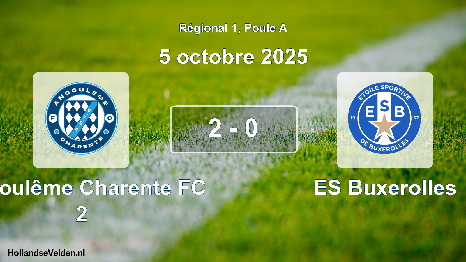 Match joué: Angoulême Charente FC 2 - ES Buxerolles 2 - 0 (5 octobre 2025)