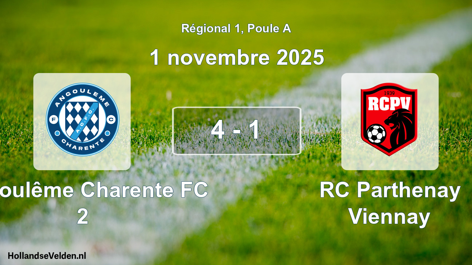 Match joué: Angoulême Charente FC 2 - RC Parthenay Viennay 4 - 1 (1 novembre 2025)