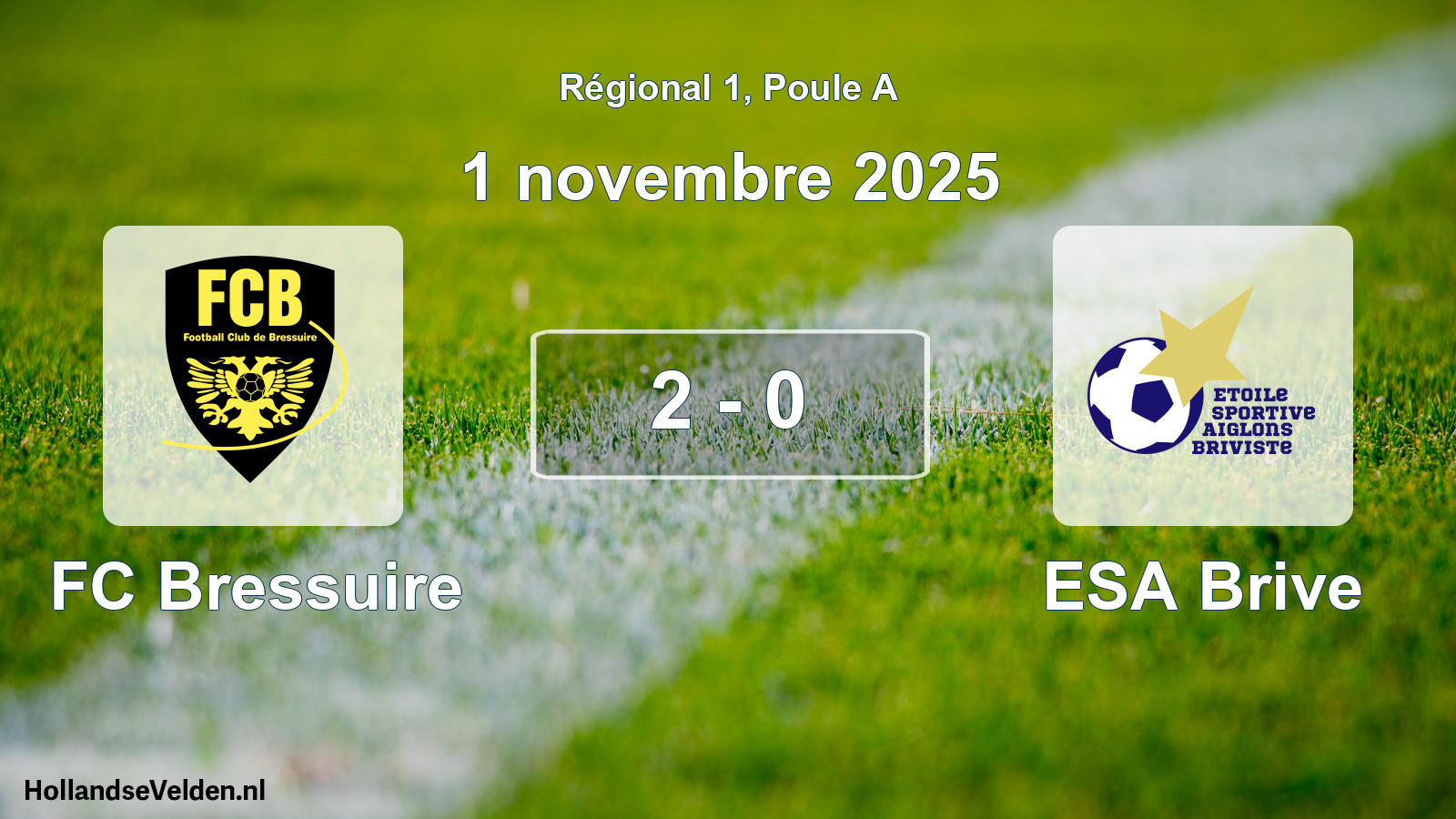 Match joué: FC Bressuire - ESA Brive 2 - 0 (1 novembre 2025)