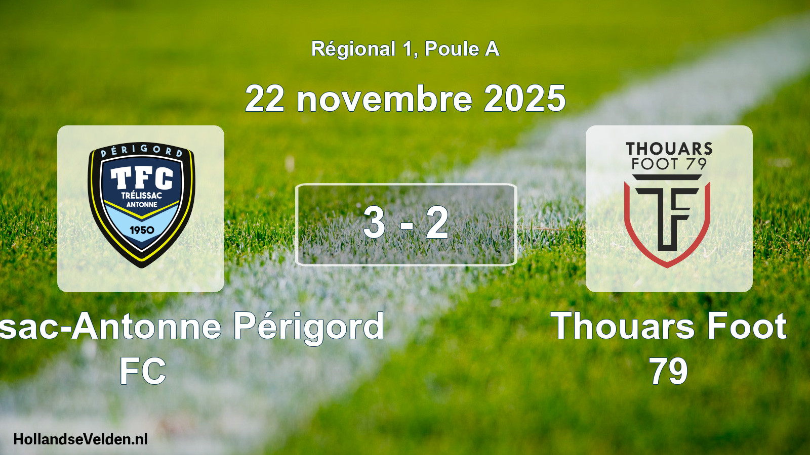 Match joué: Trélissac-Antonne Périgord FC - Thouars Foot 79 3 - 2 (22 novembre 2025)