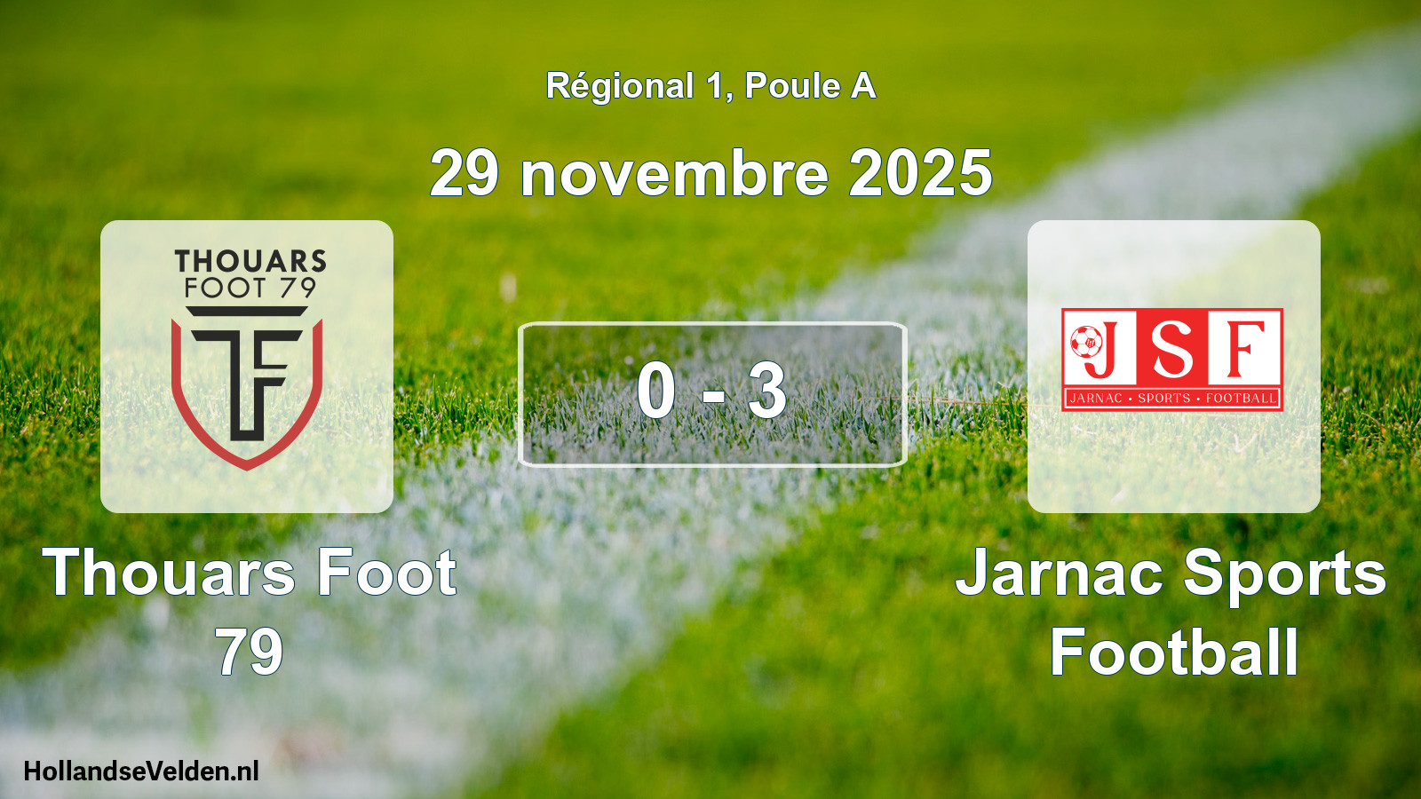 Match joué: Thouars Foot 79 - Jarnac Sports Football 0 - 3 (29 novembre 2025)