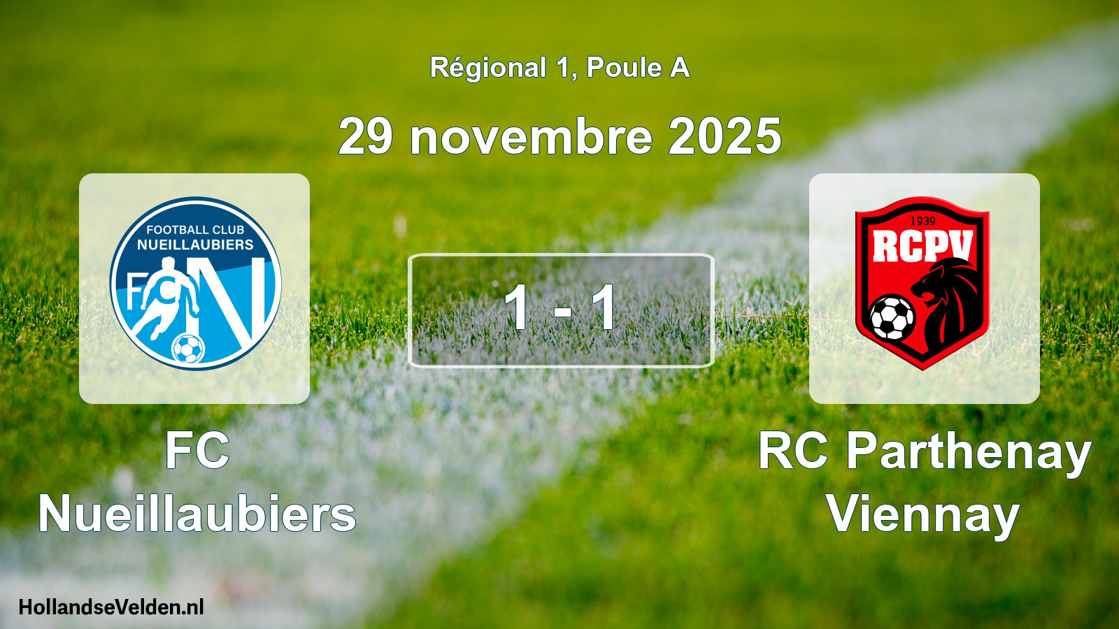Match joué: FC Nueillaubiers - RC Parthenay Viennay 1 - 1 (29 novembre 2025)
