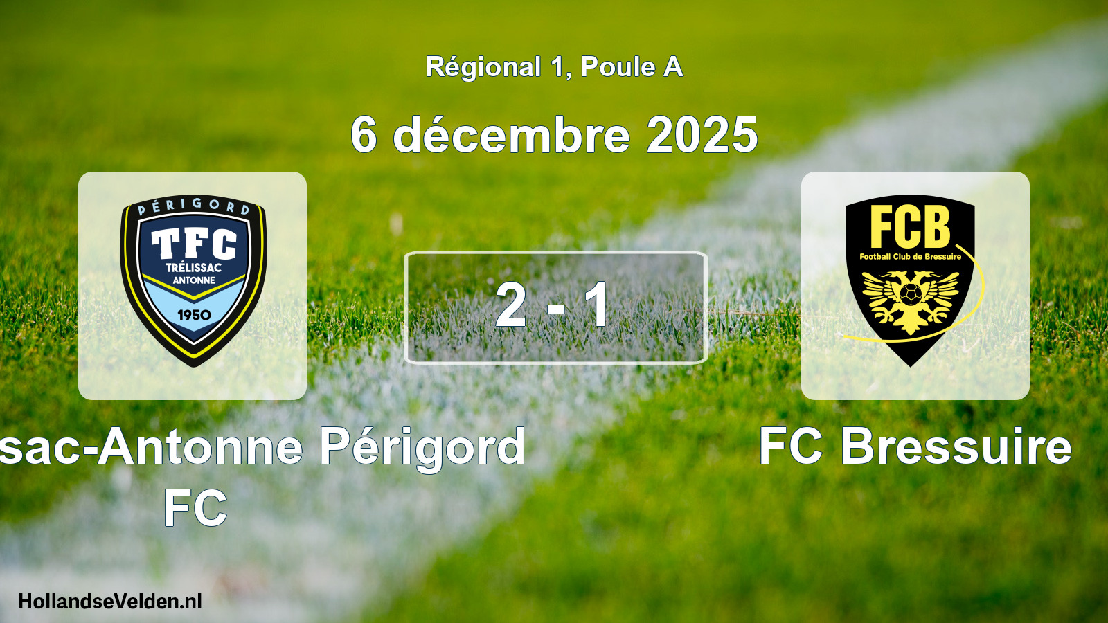Match joué: Trélissac-Antonne Périgord FC - FC Bressuire 2 - 1 (6 décembre 2025)