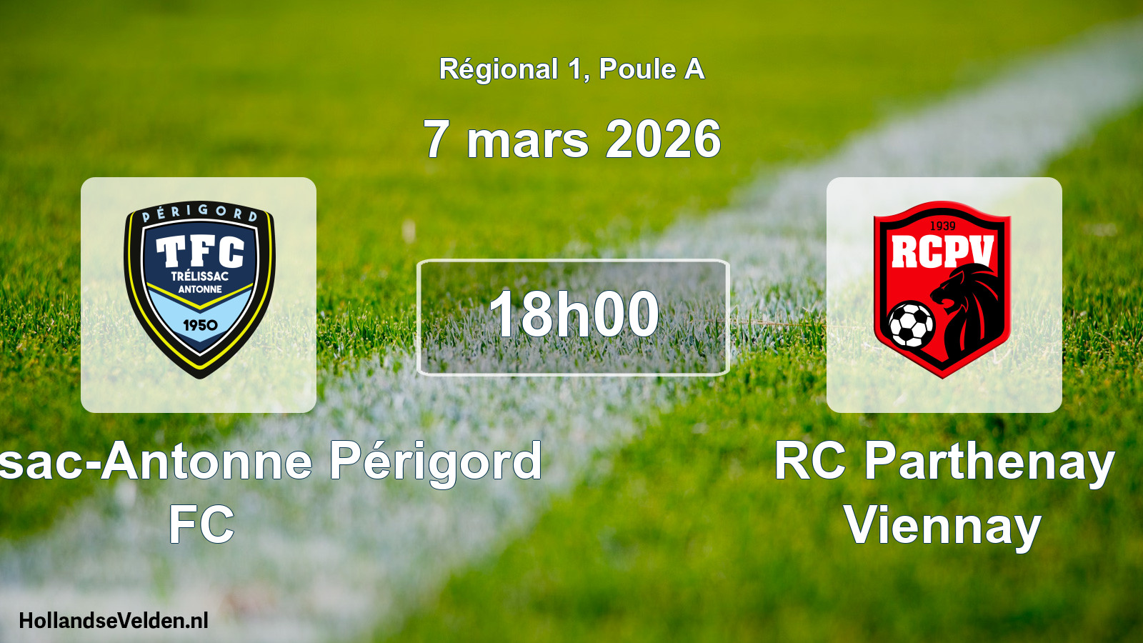 Match programmé: Trélissac-Antonne Périgord FC - RC Parthenay Viennay (7 mars 2026)