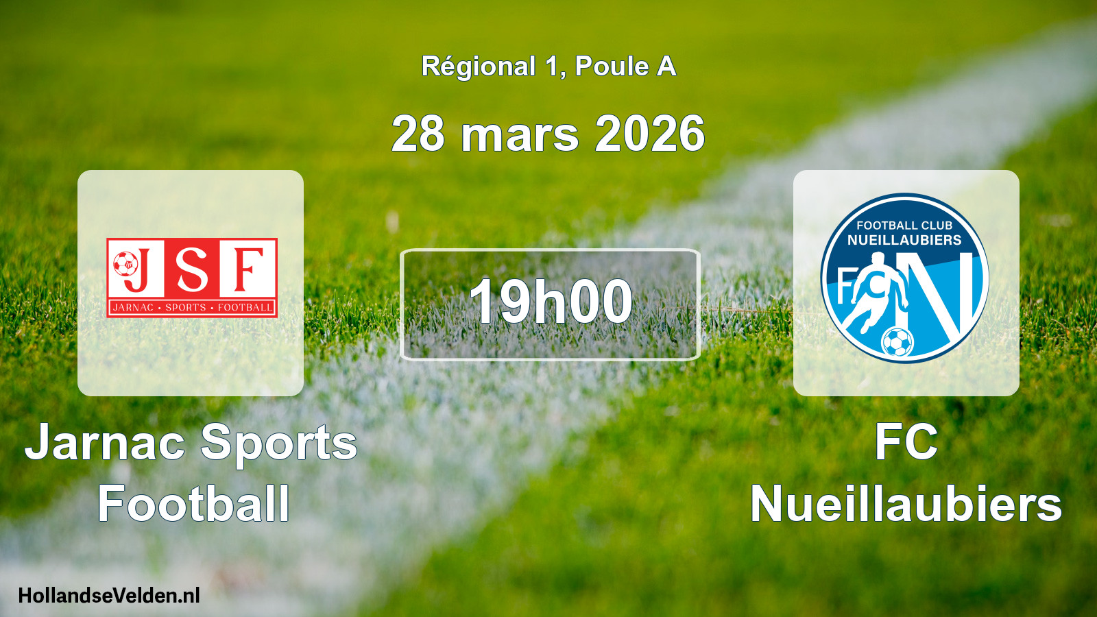 Match programmé: Jarnac Sports Football - FC Nueillaubiers (28 mars 2026)