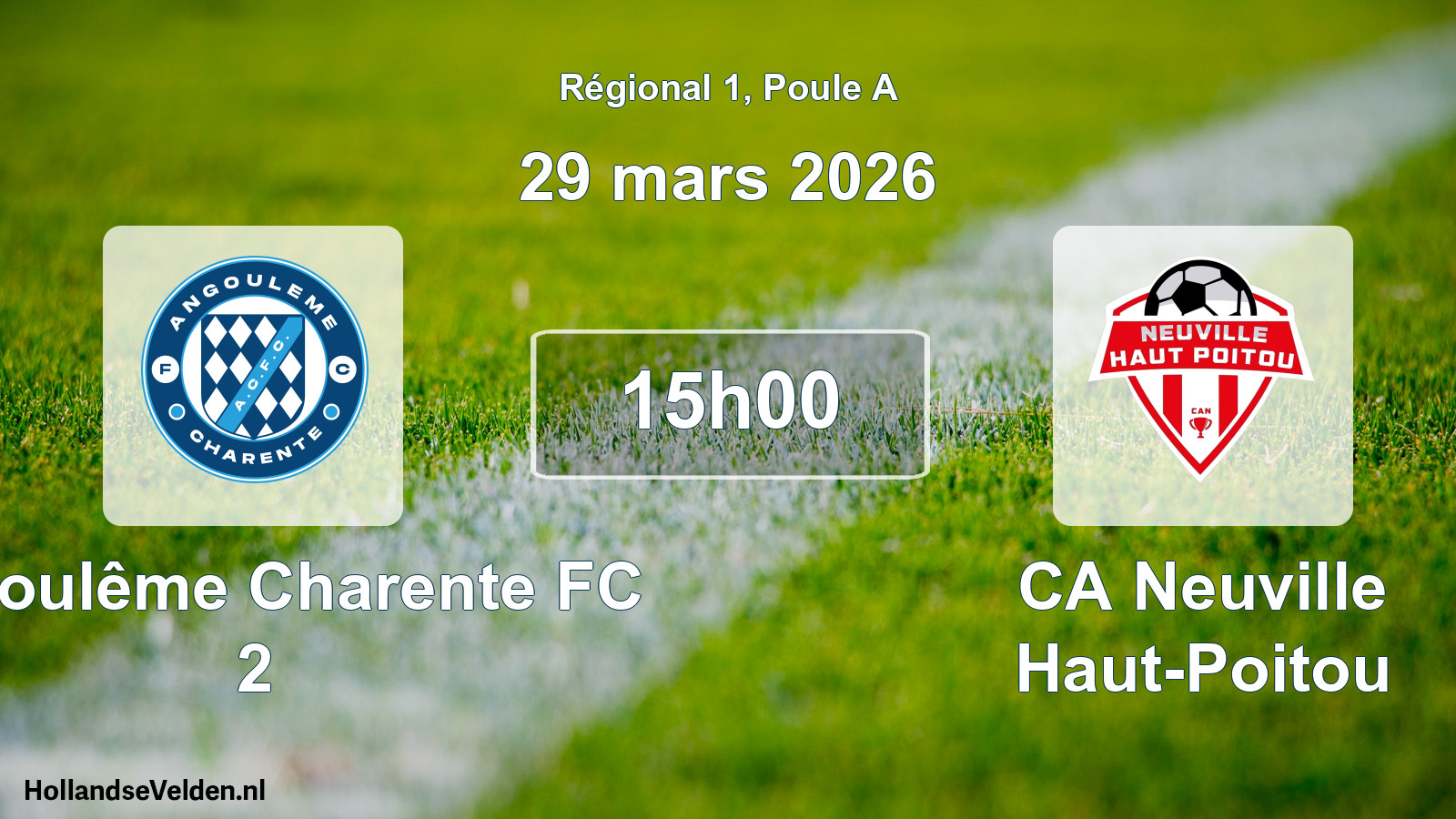 Match programmé: Angoulême Charente FC 2 - CA Neuville Haut-Poitou (29 mars 2026)