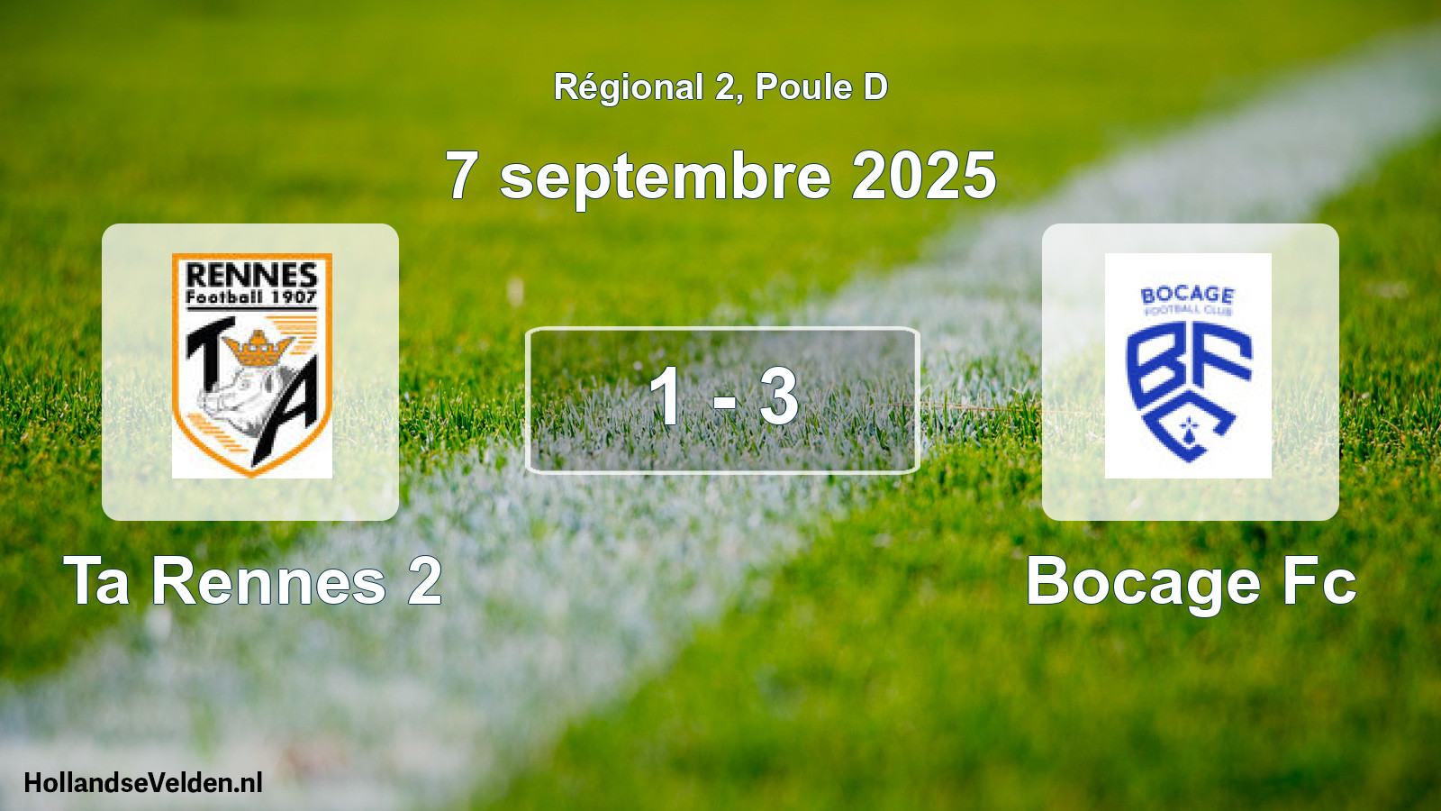Total number of matches played: Ta Rennes 2 - Bocage Fc 1 - 3 (7 September 2025)