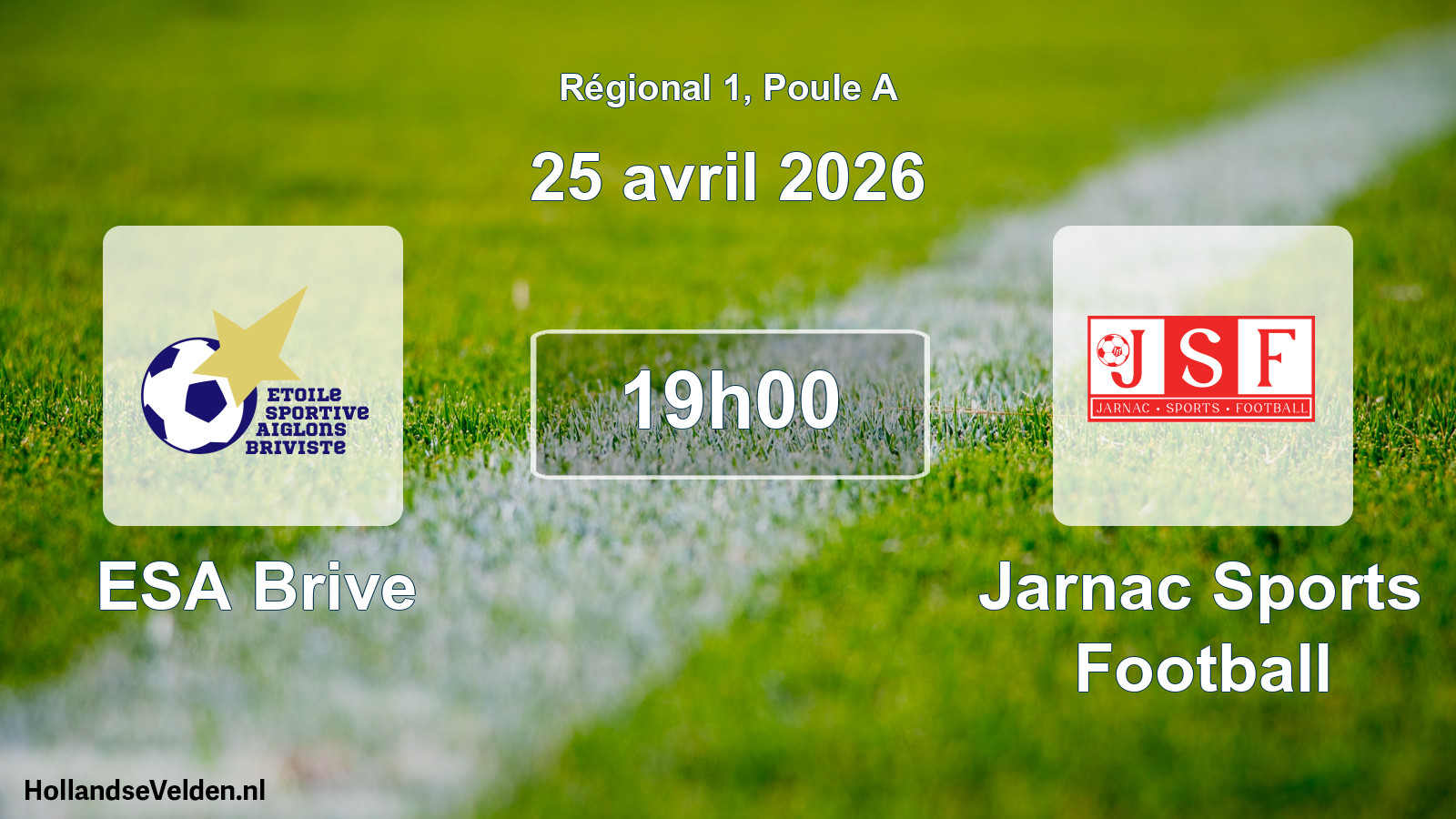 Match programmé: ESA Brive - Jarnac Sports Football (25 avril 2026)