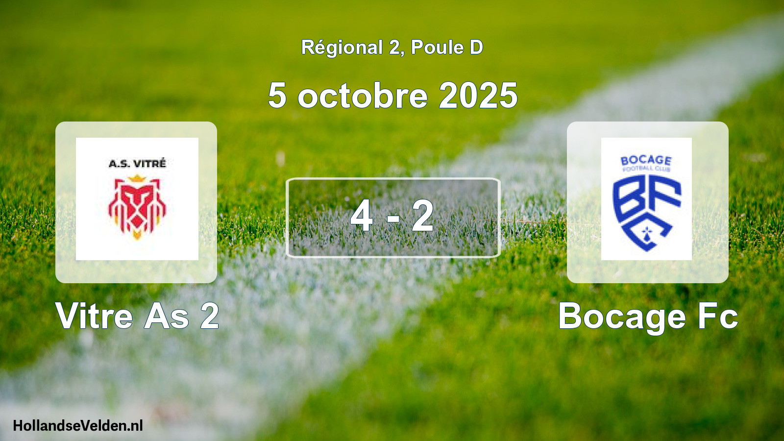 Gespeelde wedstrijd: Vitre As 2 - Bocage Fc 4 - 2 (5 octobre 2025)